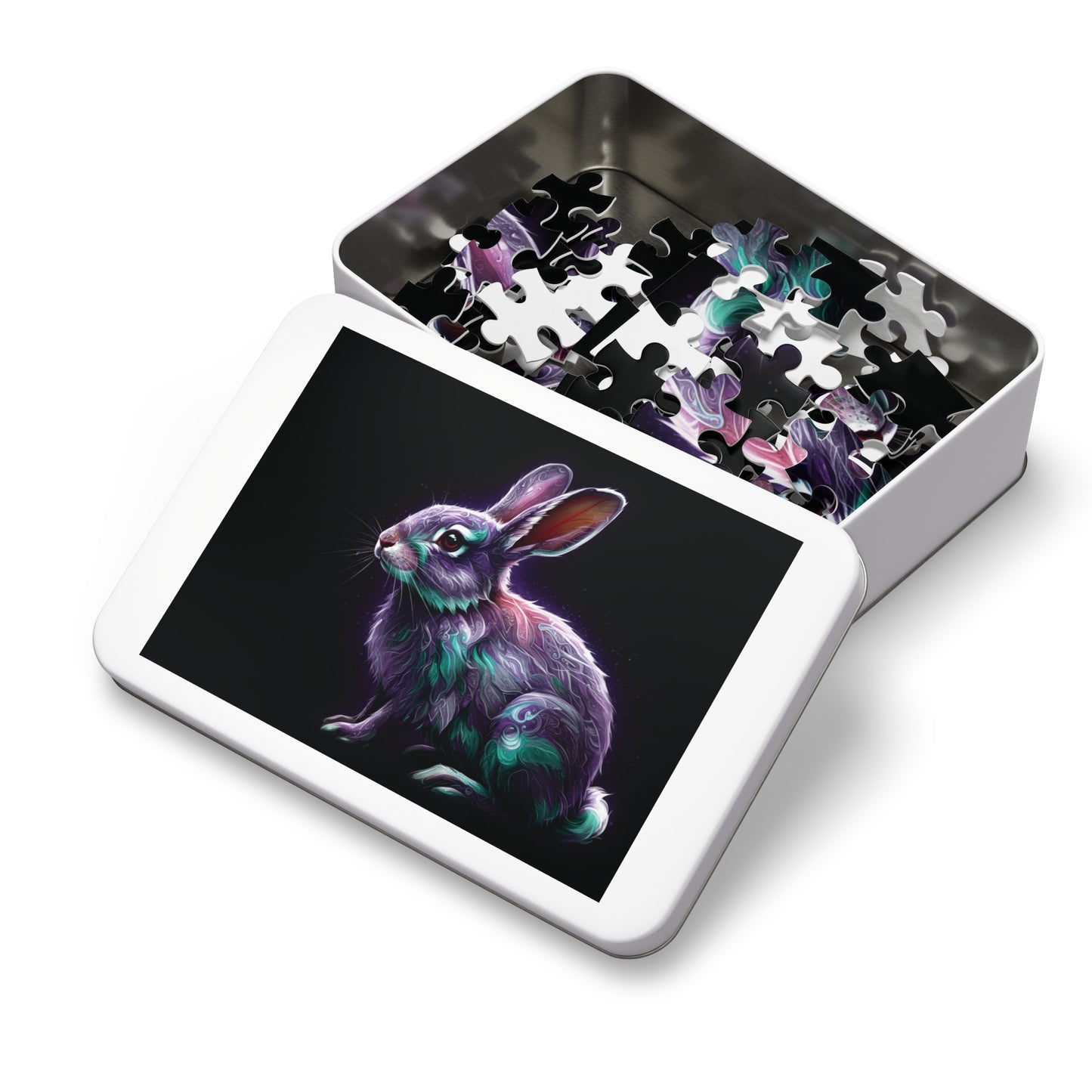 30, 110, 252, 500 Mystical Rabbit Jigsaw Puzzle, Mystical Bunny Puzzle, Radiant and Magical Animal Puzzle, Bright and Enchanted Creature Art