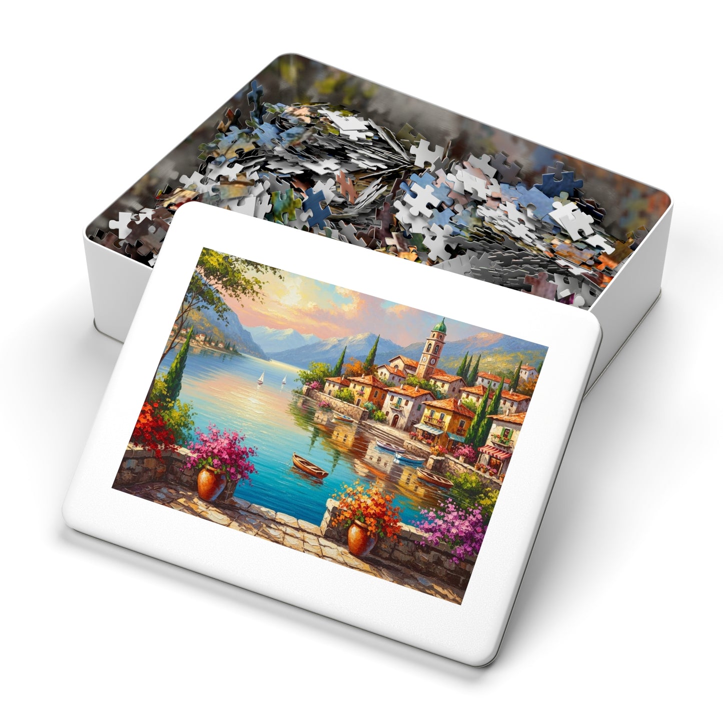 Mediterranean Lakeside Village Jigsaw Puzzle