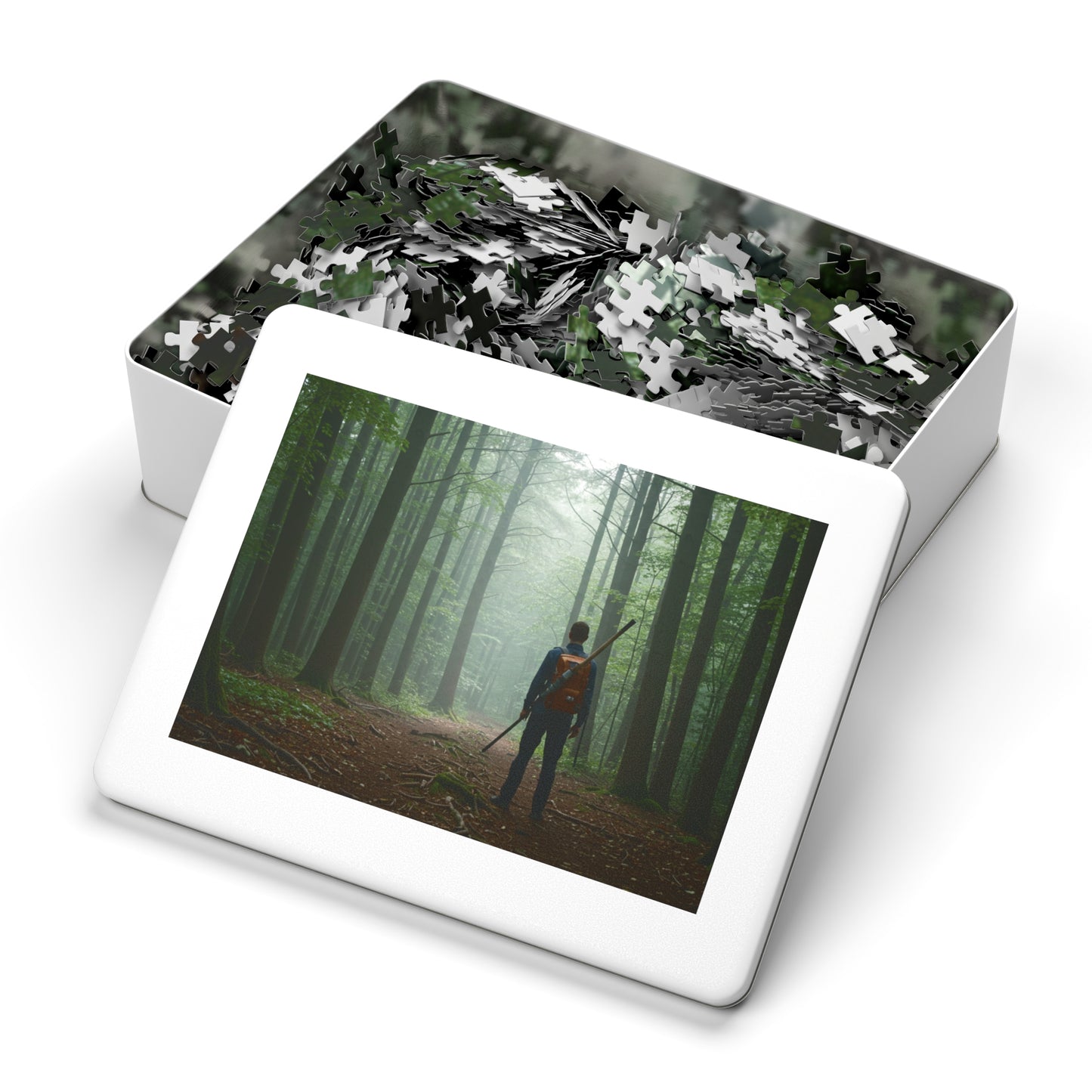 110, 252, 500, 1000, 2000 Forest Adventure Jigsaw Puzzle with Tin, Deep Forest Hike Puzzle – Explorer, Foggy Forest Trail Puzzle, Into the Forest, Explorer’s Path, Forest Silence