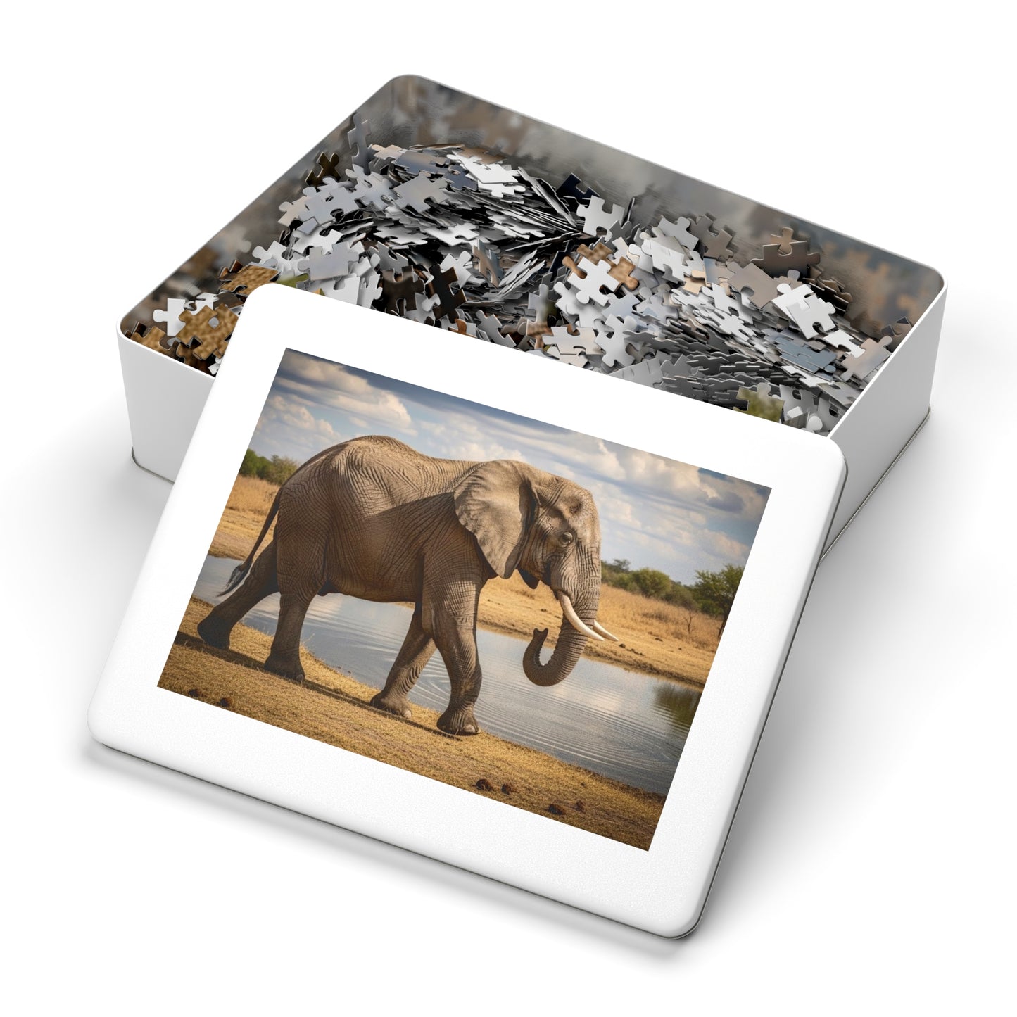 African Elephant at Waterhole Jigsaw Puzzle
