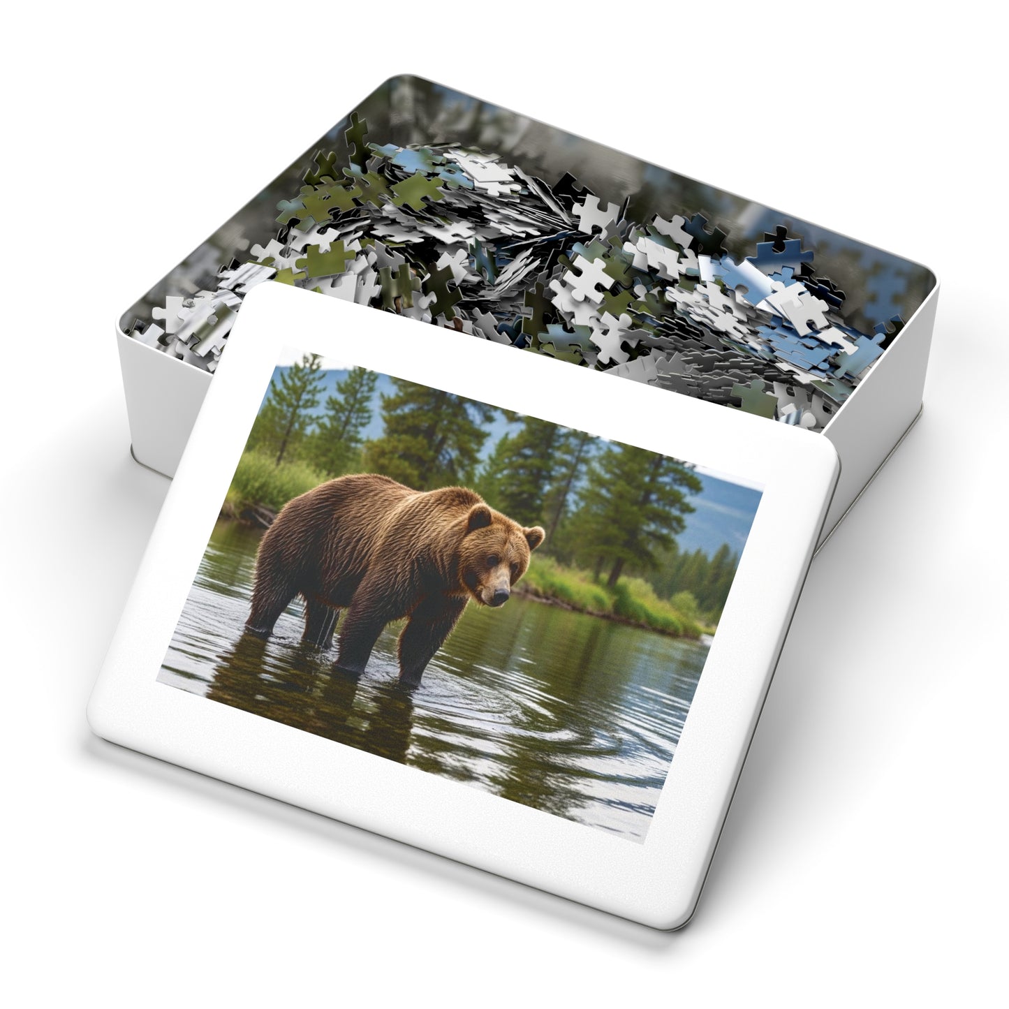 Brown Bear River Jigsaw Puzzle Majestic Wilderness Wildlife Nature Art