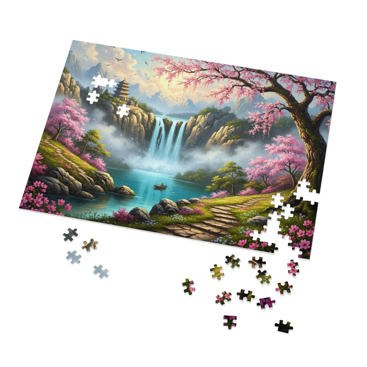 Cherry Blossom Waterfall Jigsaw Puzzle