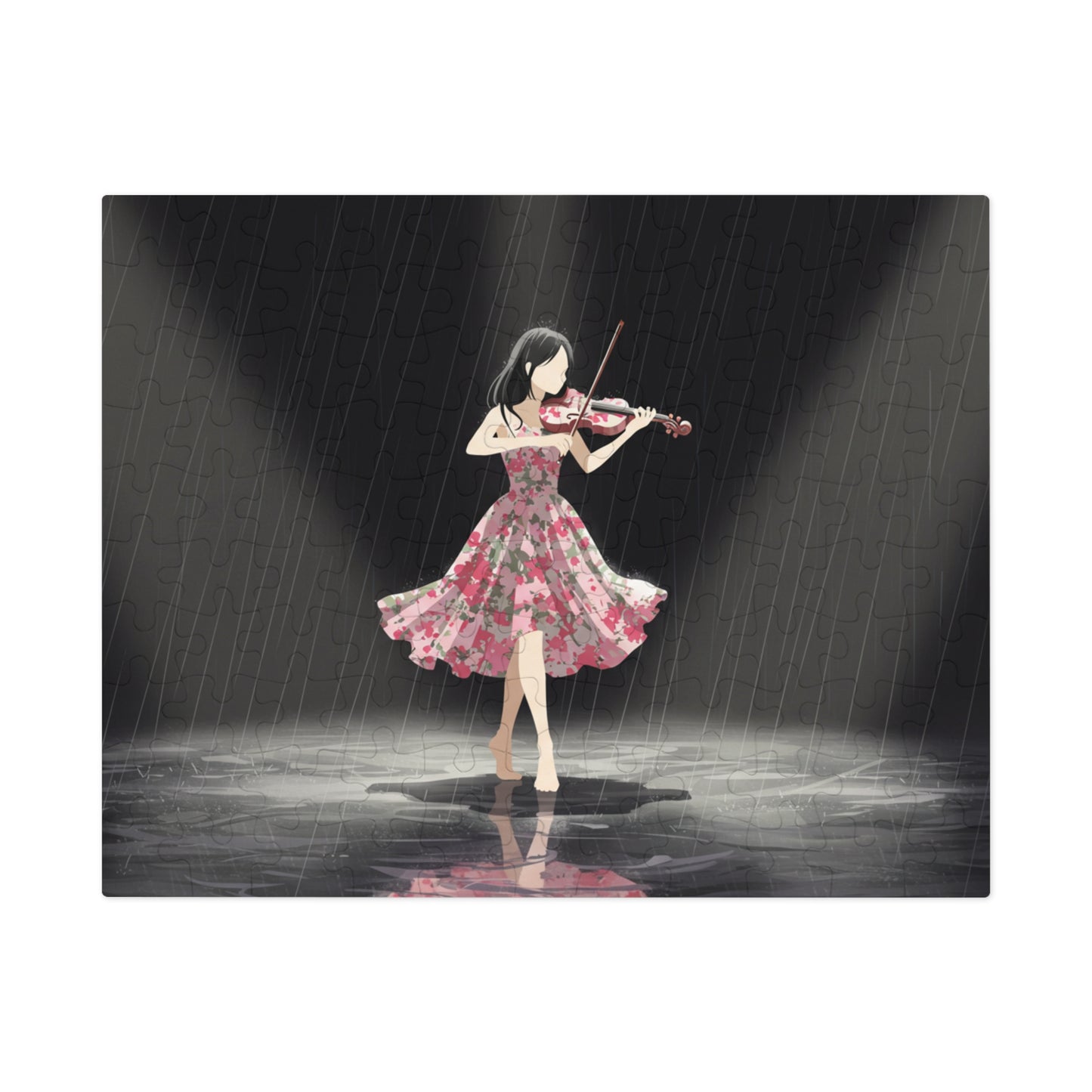 30, 110, 252 pcs Violinist in the Rain Jigsaw Puzzle, Barefoot Violin Player, Artistic Violin Puzzle