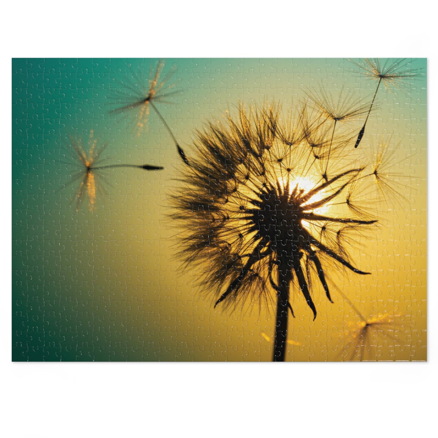 110, 252, 500, 1000, 2000 jigsaw puzzle | Golden Dandelion Glow Puzzle – Serene Nature Jigsaw | Peaceful Sunset Art