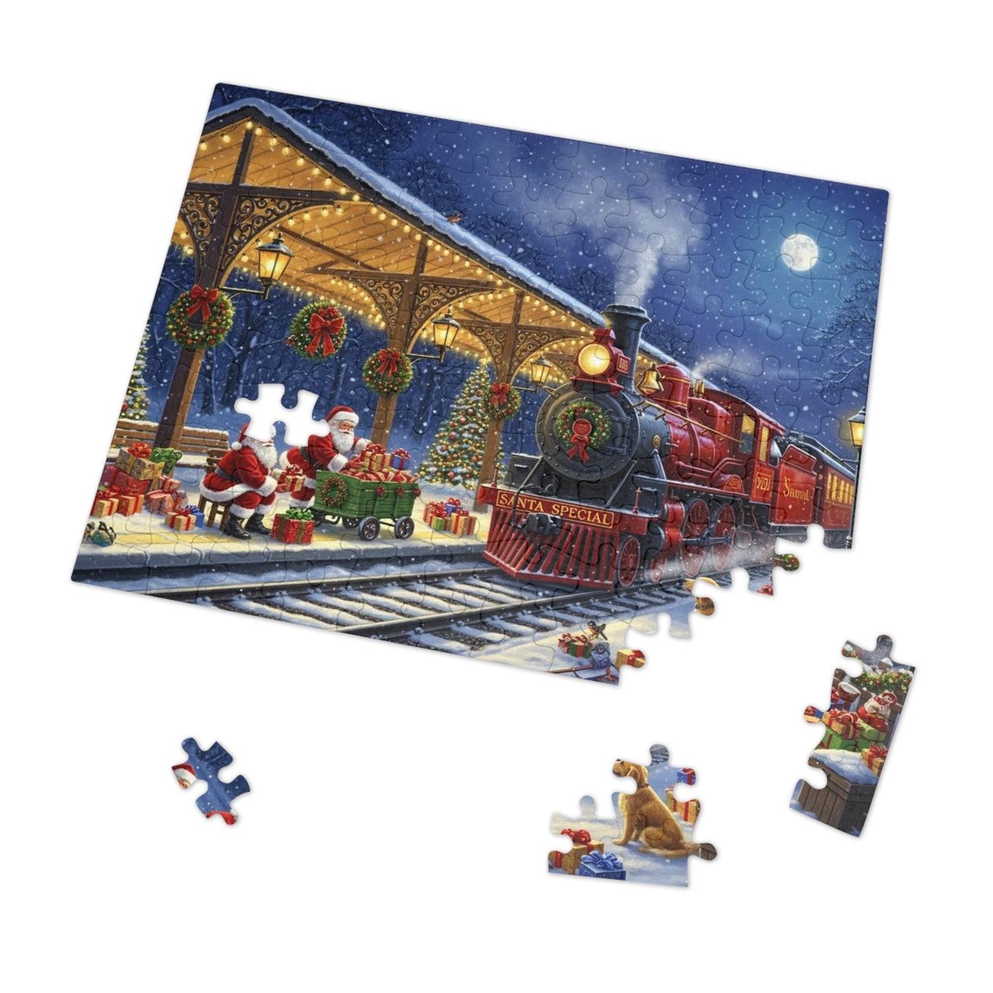 Santa Special Christmas Train Jigsaw Puzzle Magical Winter Night Scene