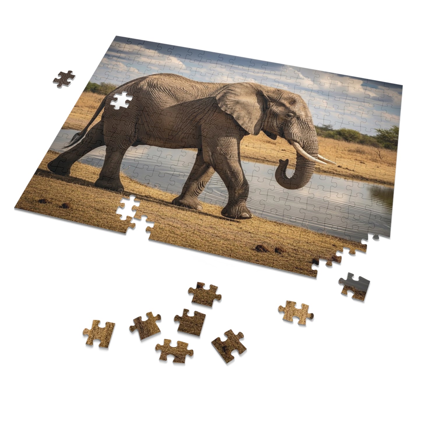 African Elephant at Waterhole Jigsaw Puzzle
