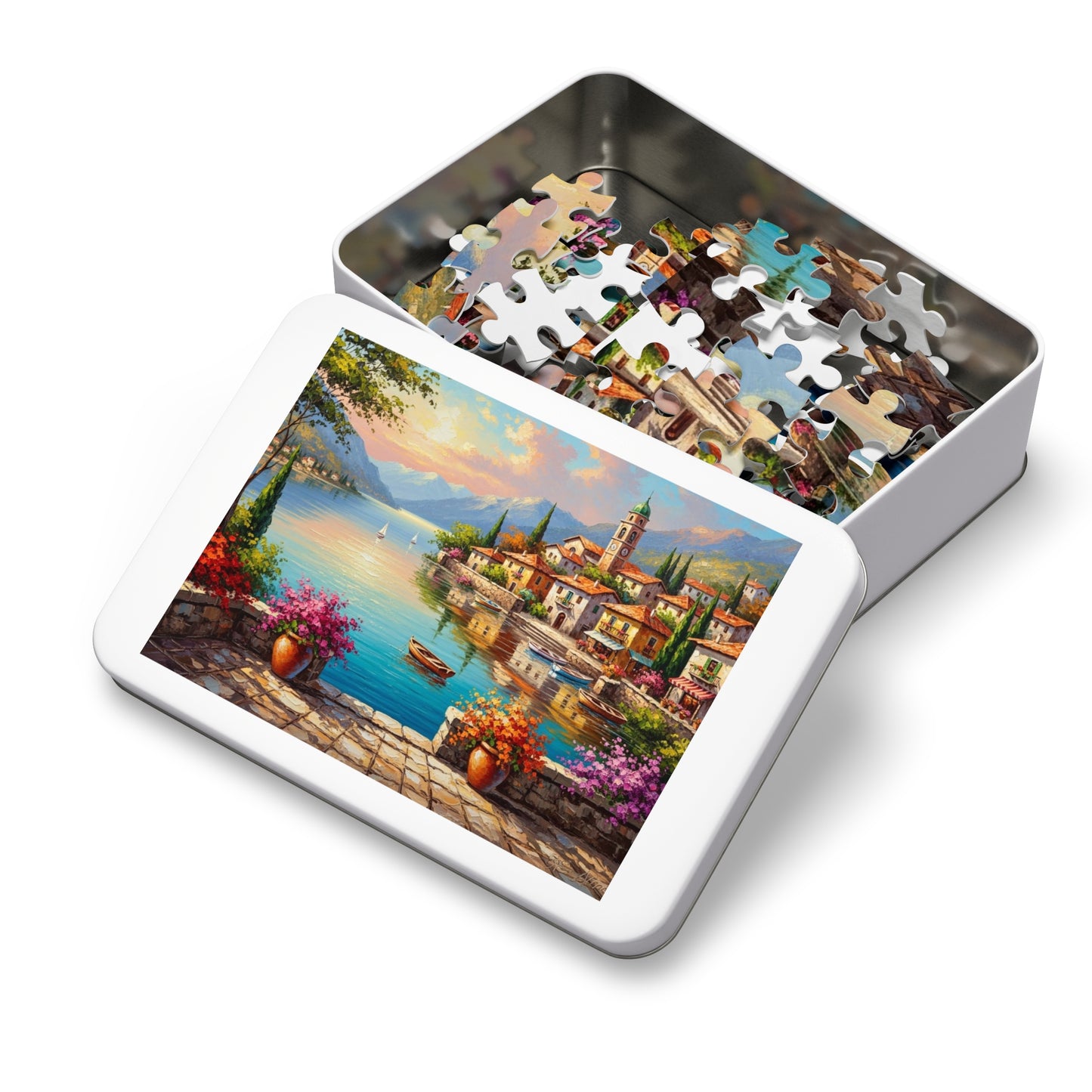 Mediterranean Lakeside Village Jigsaw Puzzle