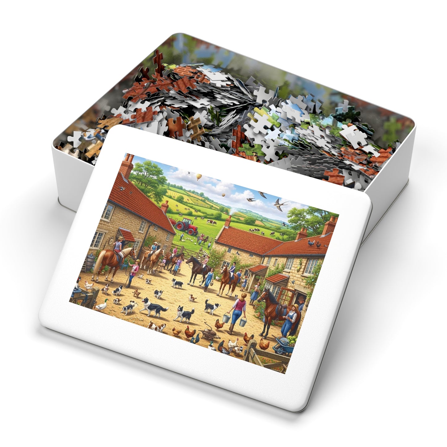 Farmyard Countryside Jigsaw Puzzle Horses Dogs and Rural Life