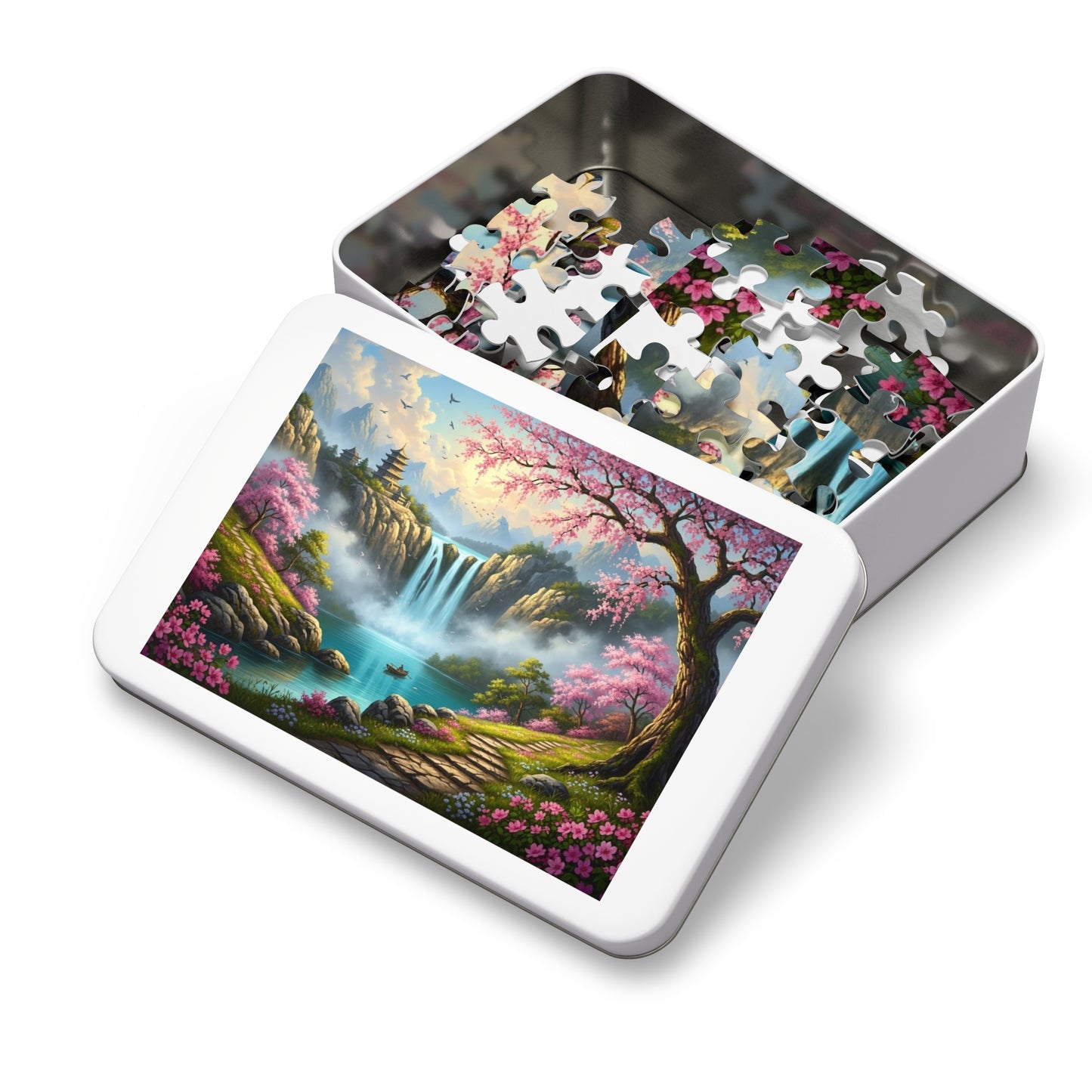 Cherry Blossom Waterfall Jigsaw Puzzle