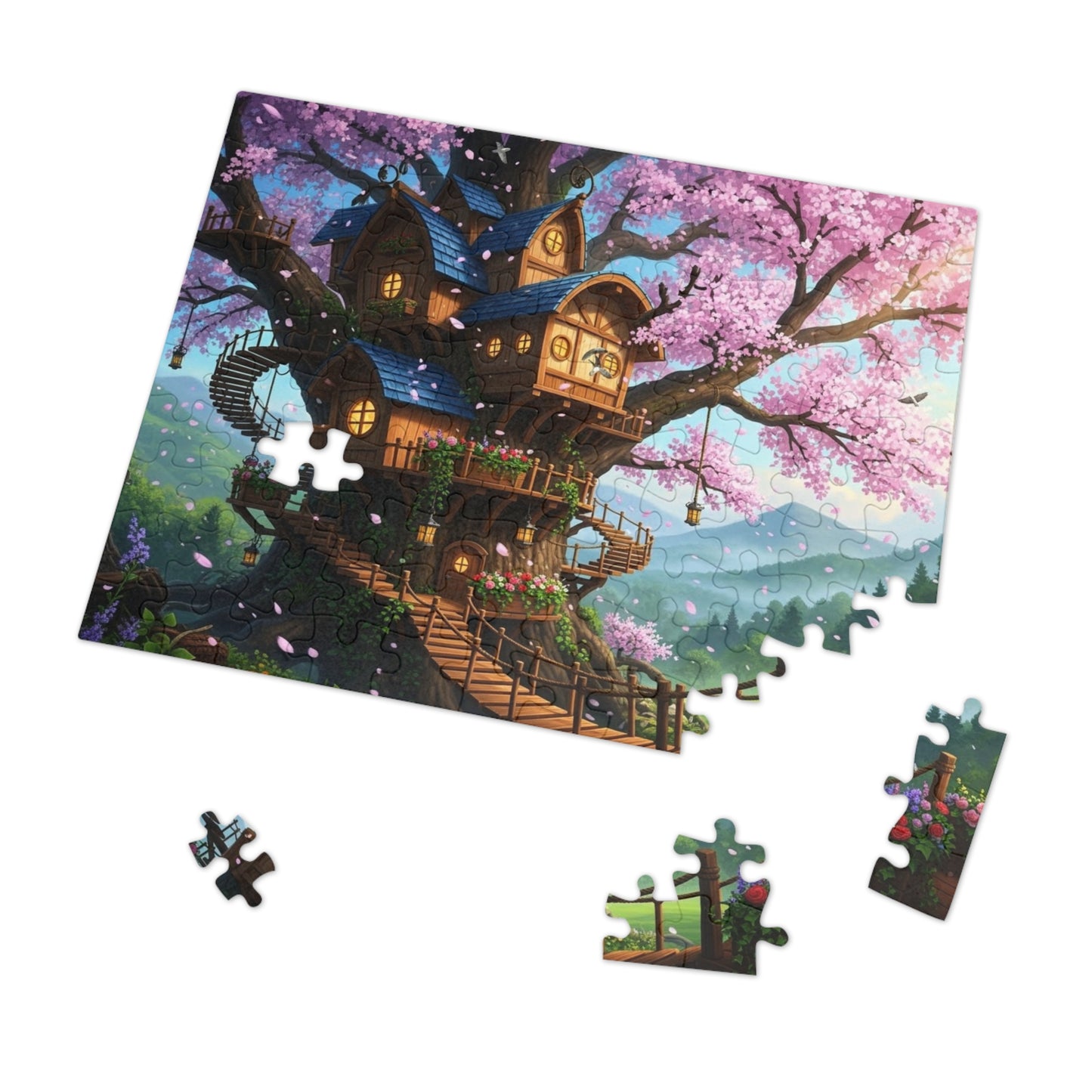 Enchanted Cherry Blossom Treehouse Jigsaw Puzzle