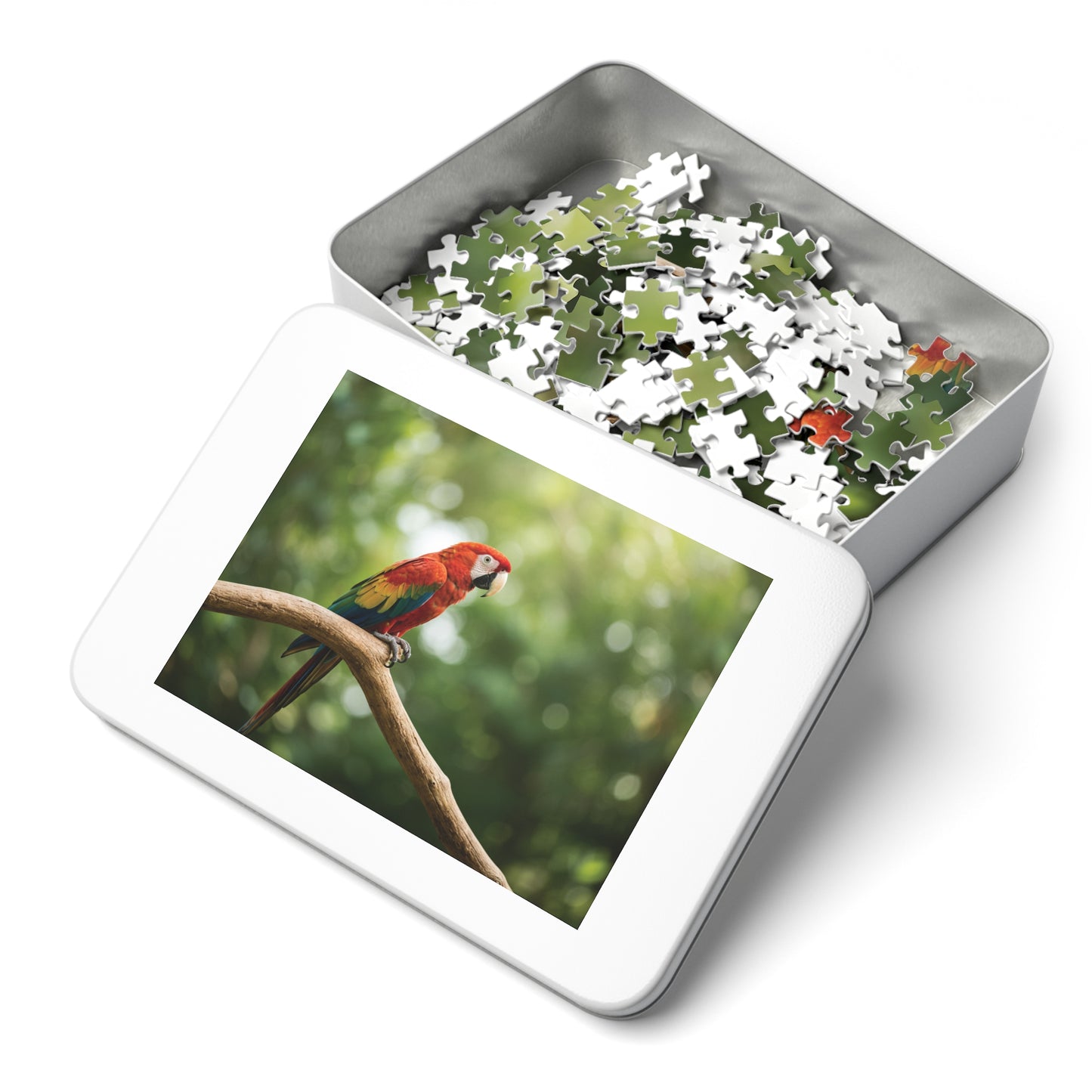 30, 110, 252, 500 pcs Vibrant Parrot on Tree Branch Jigsaw Puzzle, Exotic Bird Jigsaw, Tropical Parrot Puzzle, Rainforest Bird Jigsaw Puzzle, Wildlife Parrot Puzzle