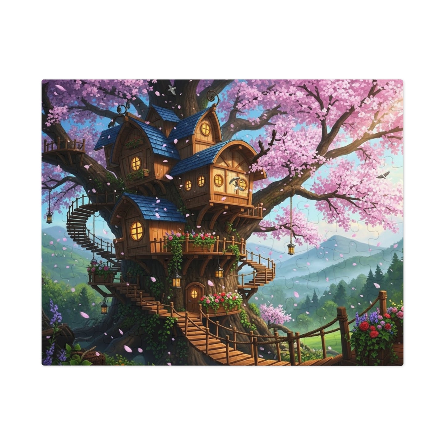 Enchanted Cherry Blossom Treehouse Jigsaw Puzzle