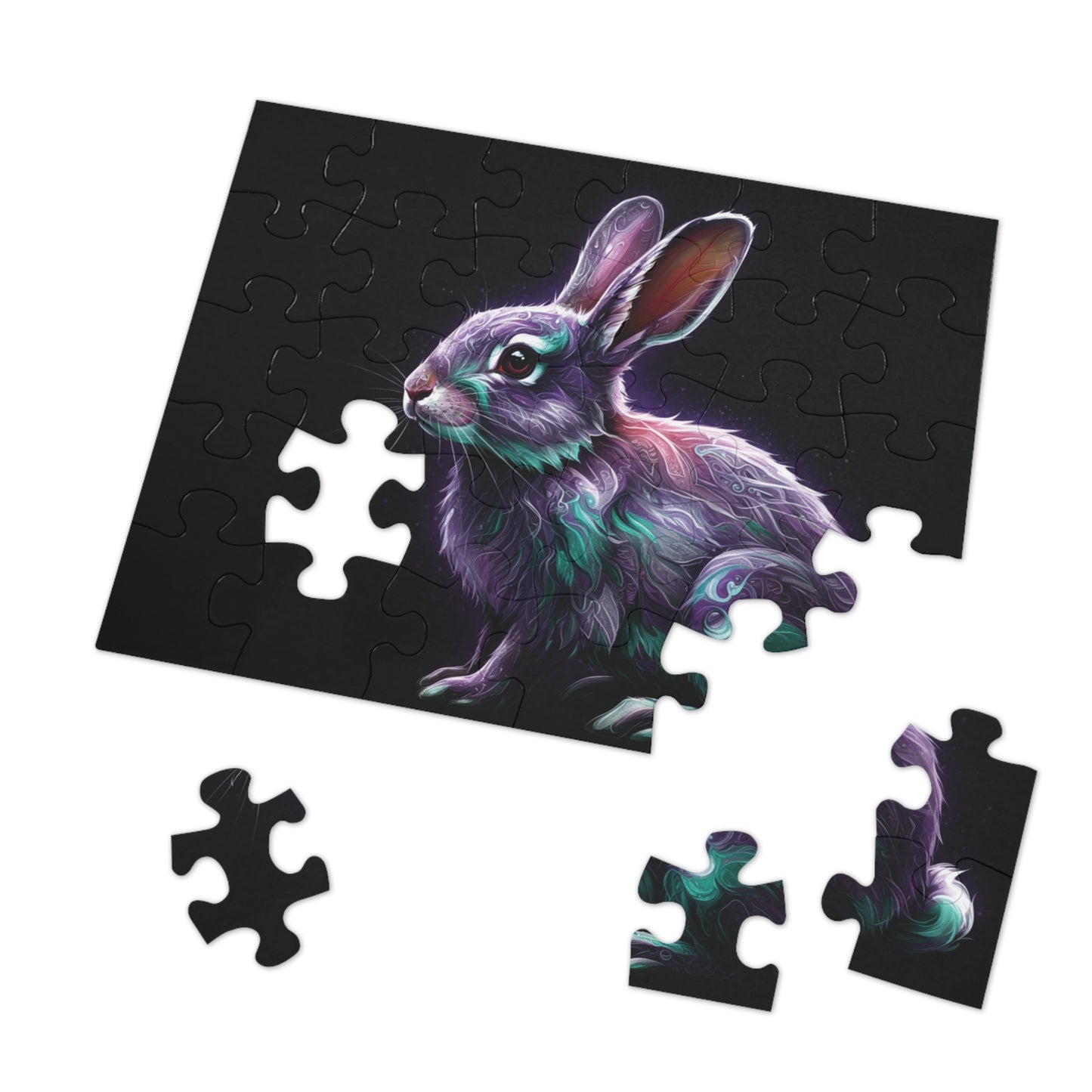 30, 110, 252, 500 Mystical Rabbit Jigsaw Puzzle, Mystical Bunny Puzzle, Radiant and Magical Animal Puzzle, Bright and Enchanted Creature Art