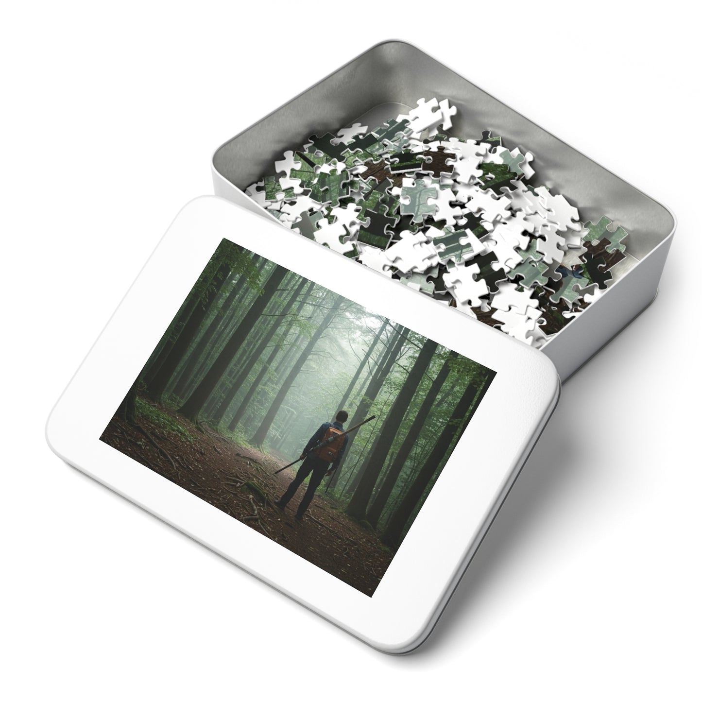 110, 252, 500, 1000, 2000 Forest Adventure Jigsaw Puzzle with Tin, Deep Forest Hike Puzzle – Explorer, Foggy Forest Trail Puzzle, Into the Forest, Explorer’s Path, Forest Silence
