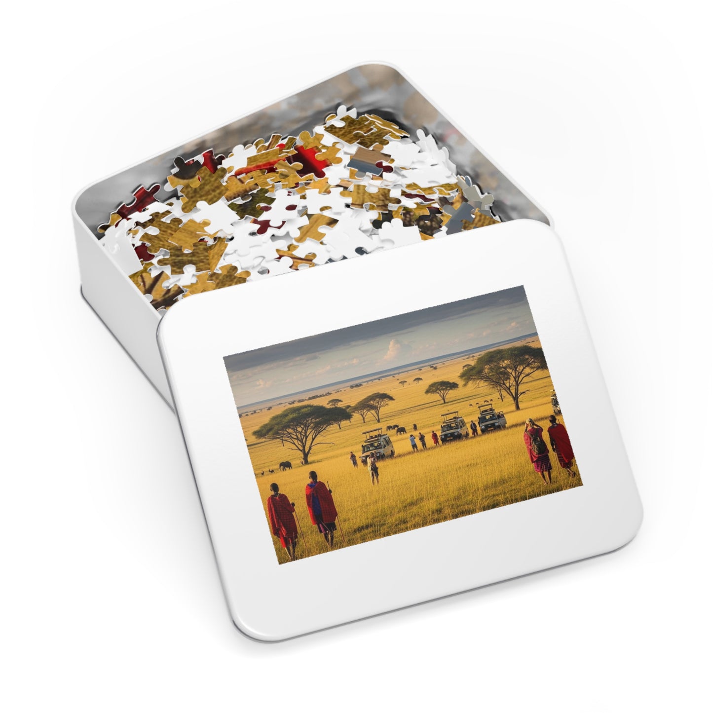 African Savanna Safari Jigsaw Puzzle 🦁 Golden Plains, Acacia Trees & Wildlife Adventure Scene