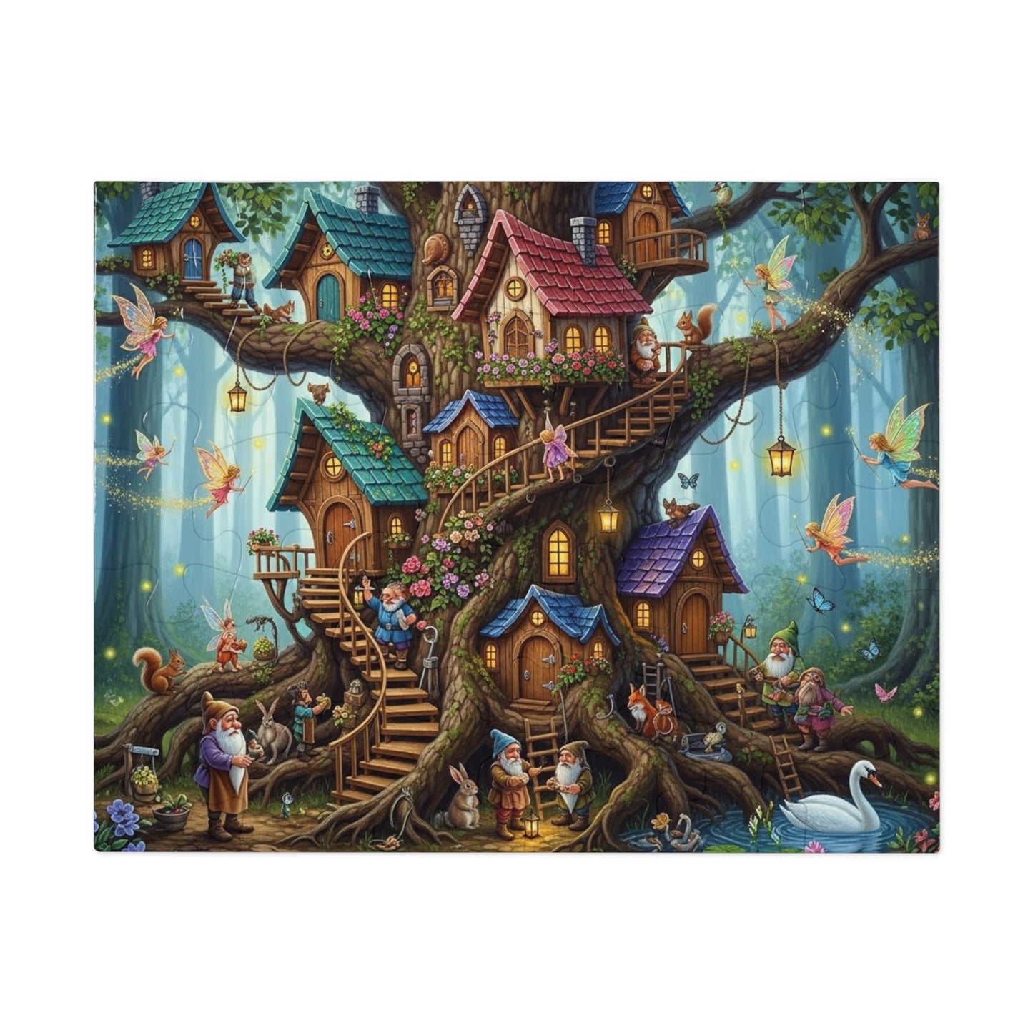Enchanted Gnome Tree Village Jigsaw Puzzle