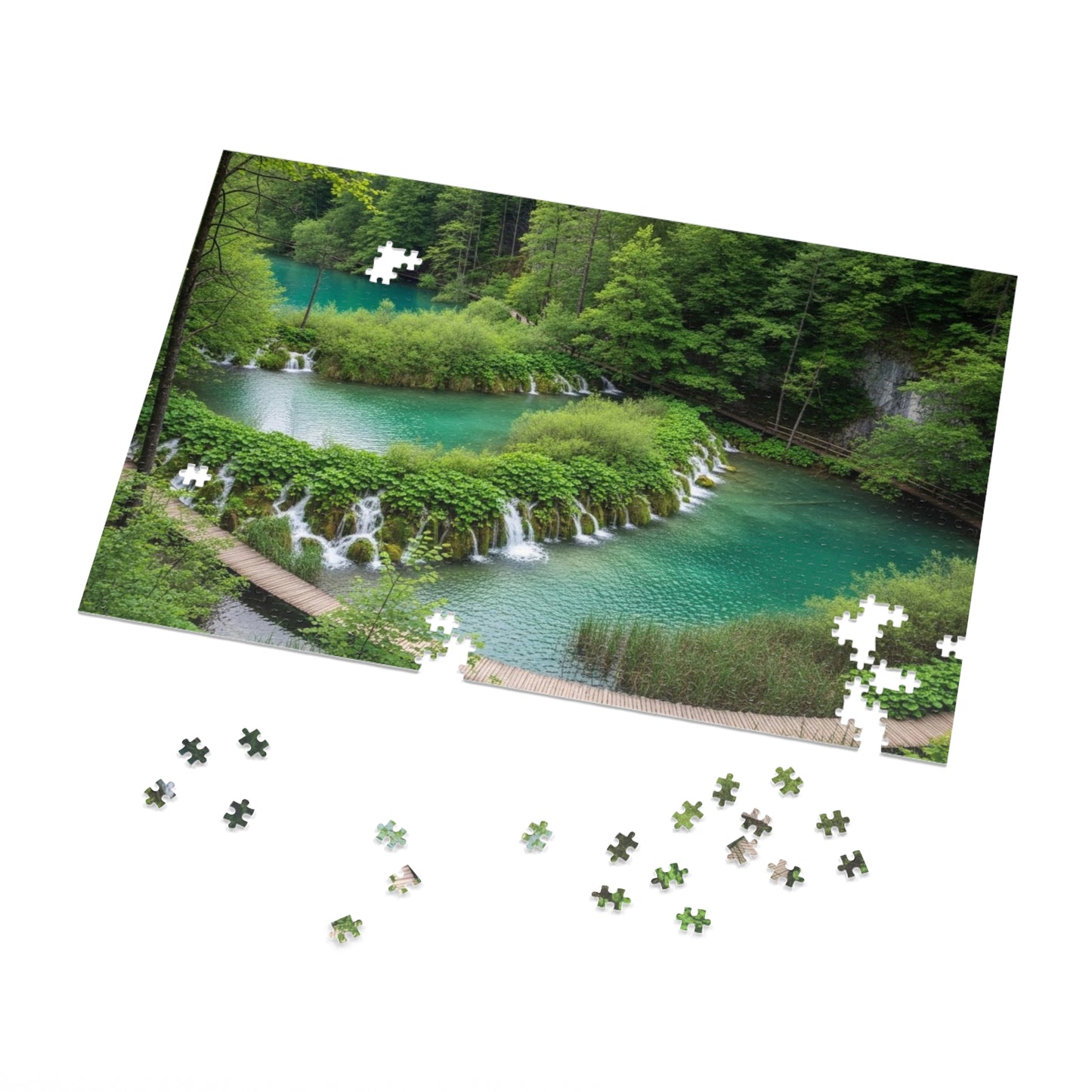 Plitvice Lakes National Park Jigsaw Puzzle 🌿 Emerald Waterfalls, Wooden Walkways & Croatian Nature Wonder
