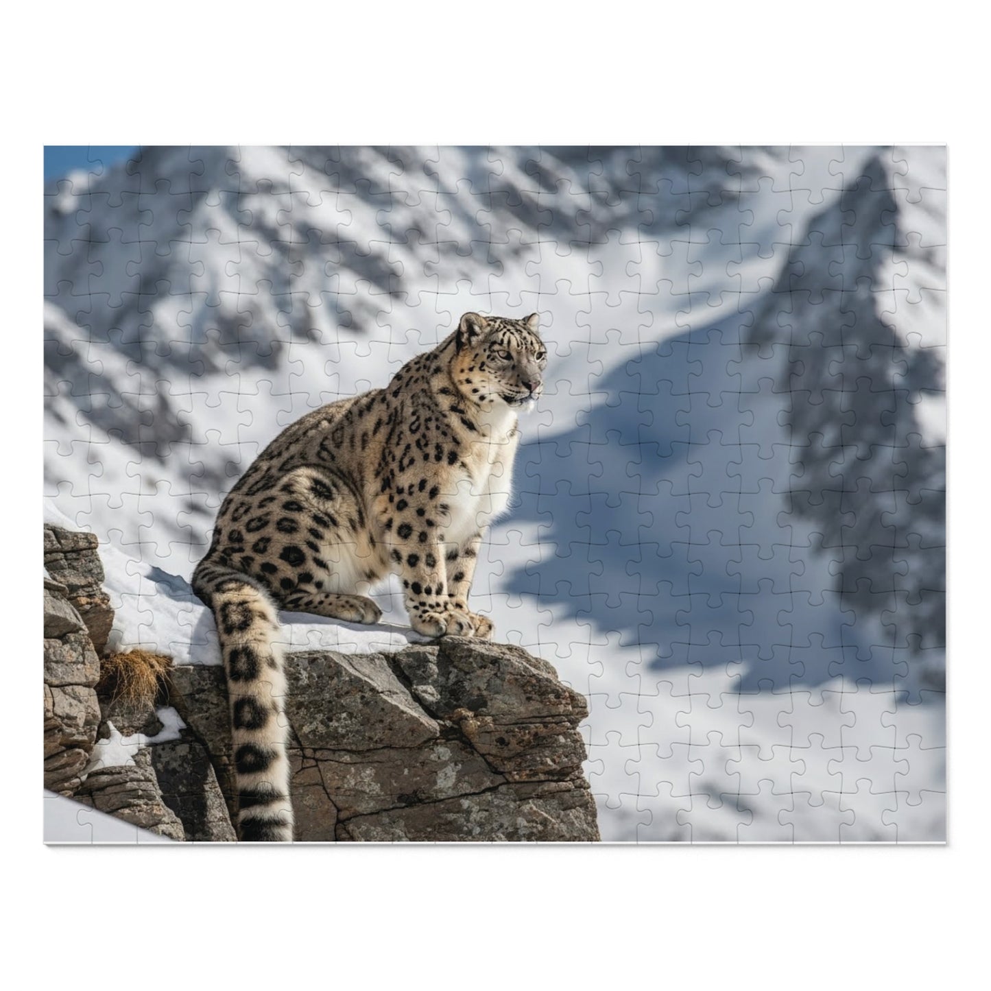 Snow Leopard Mountain Jigsaw Puzzle Majestic Alpine Wildlife Nature Art