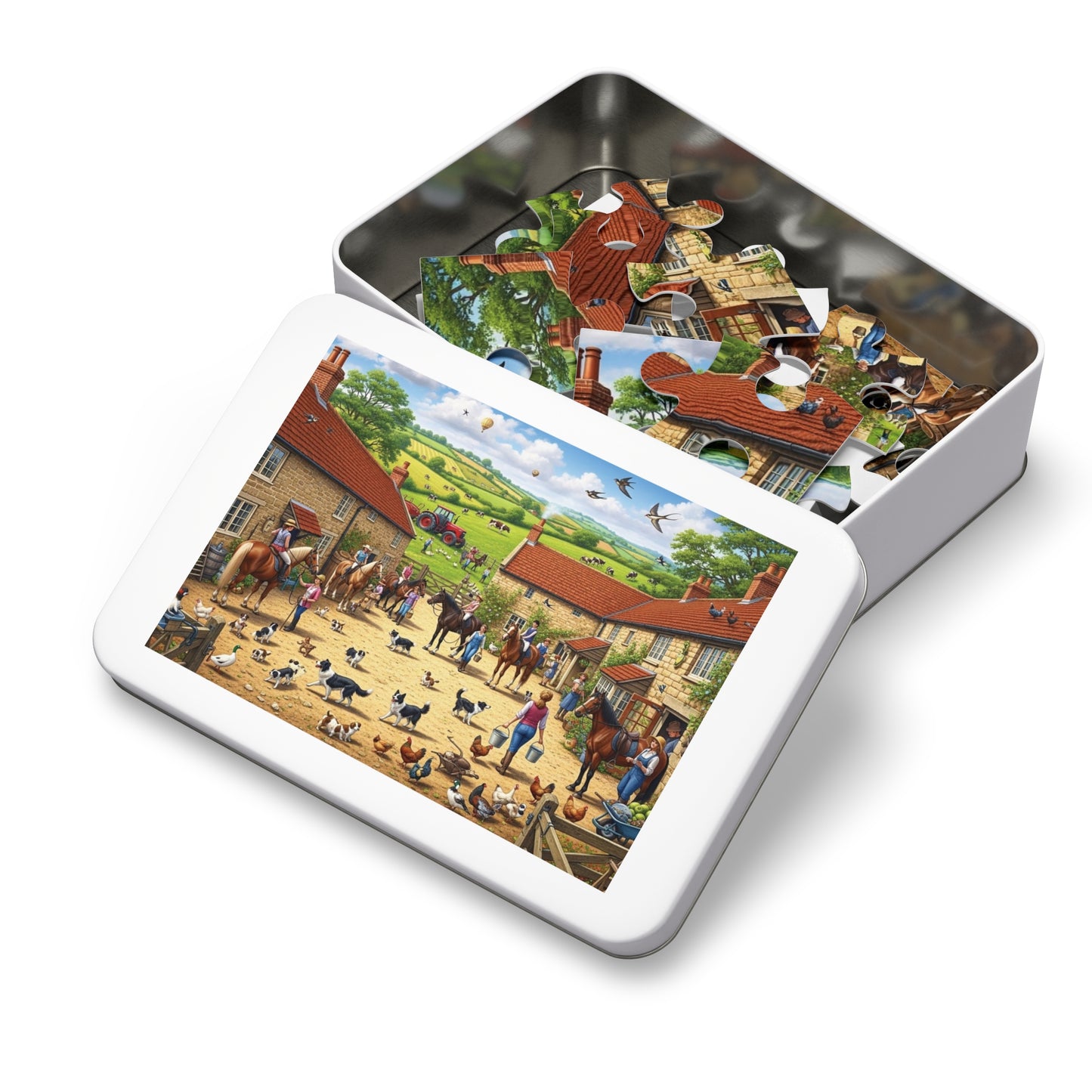 Farmyard Countryside Jigsaw Puzzle Horses Dogs and Rural Life