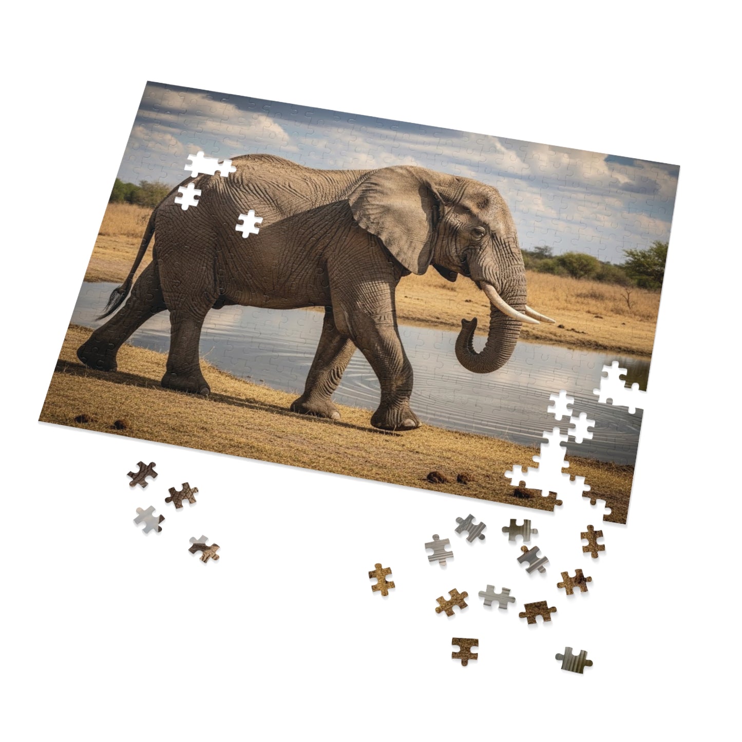 African Elephant at Waterhole Jigsaw Puzzle
