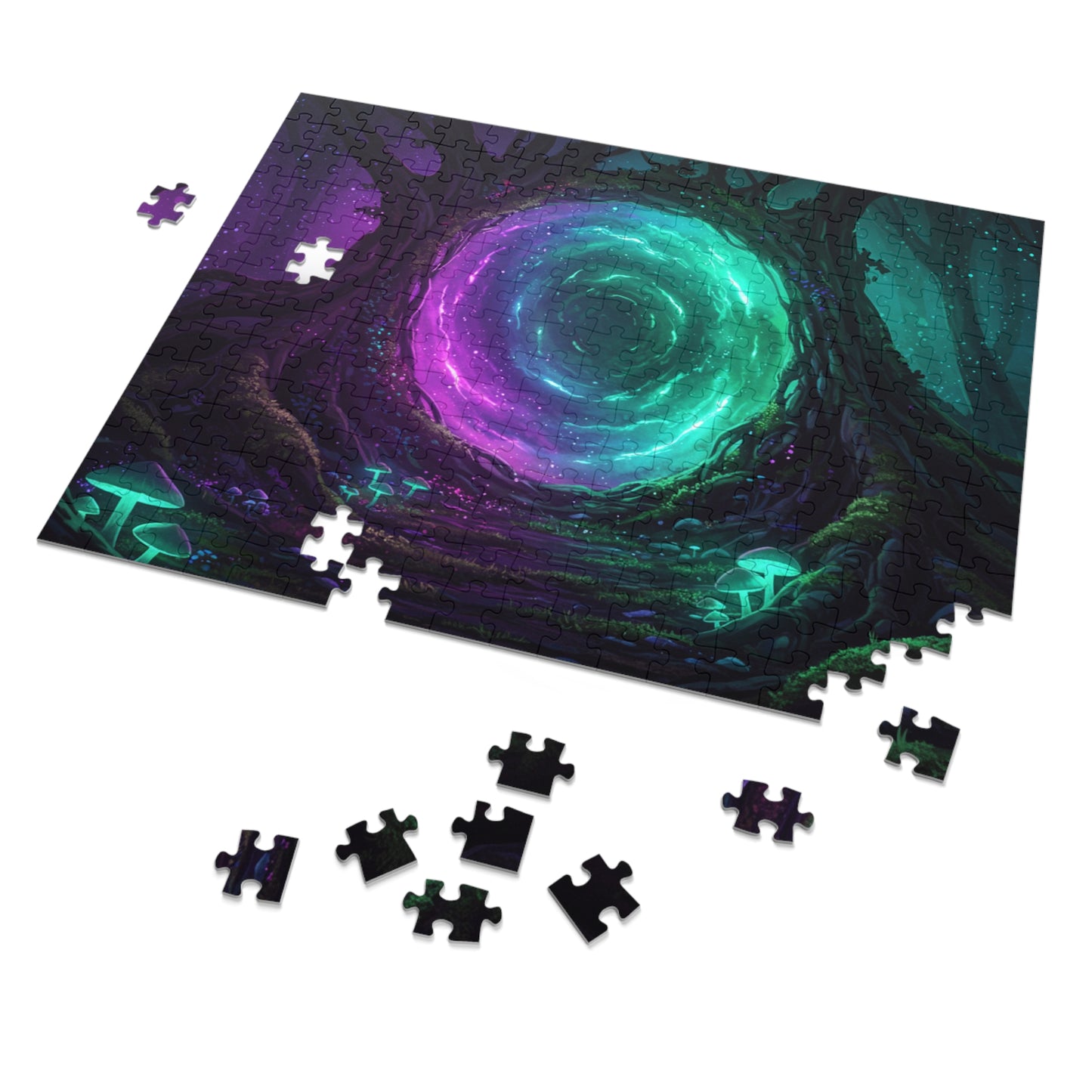 110, 252, 500, 1000, 2000 Mystical Portal Forest Jigsaw Puzzle – Glowing Tree Fantasy Jigsaw | Magical Night Forest Scene, Multiple Sizes |  Dreamlike Fantasy Artwork