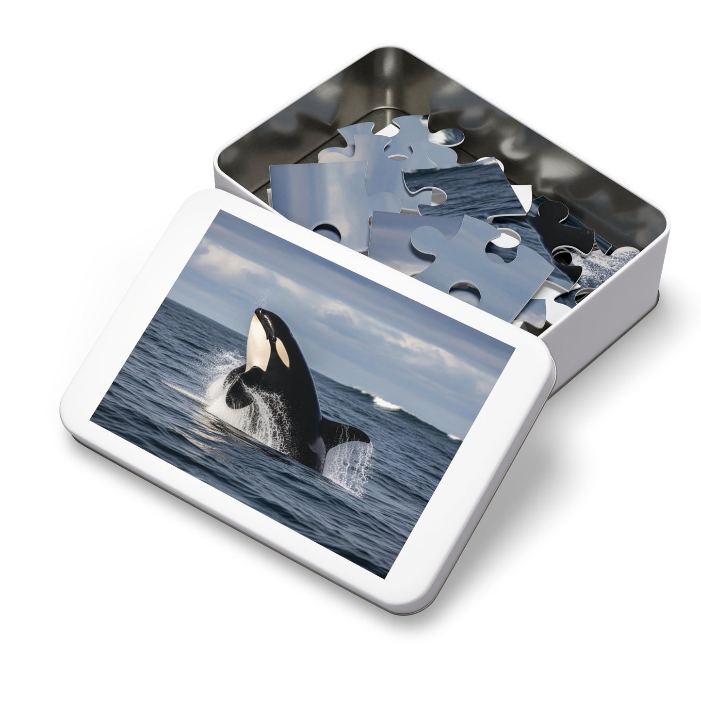 Orca Whale Jigsaw Puzzle — 500-Piece Ocean Puzzle with Tin Gift Box