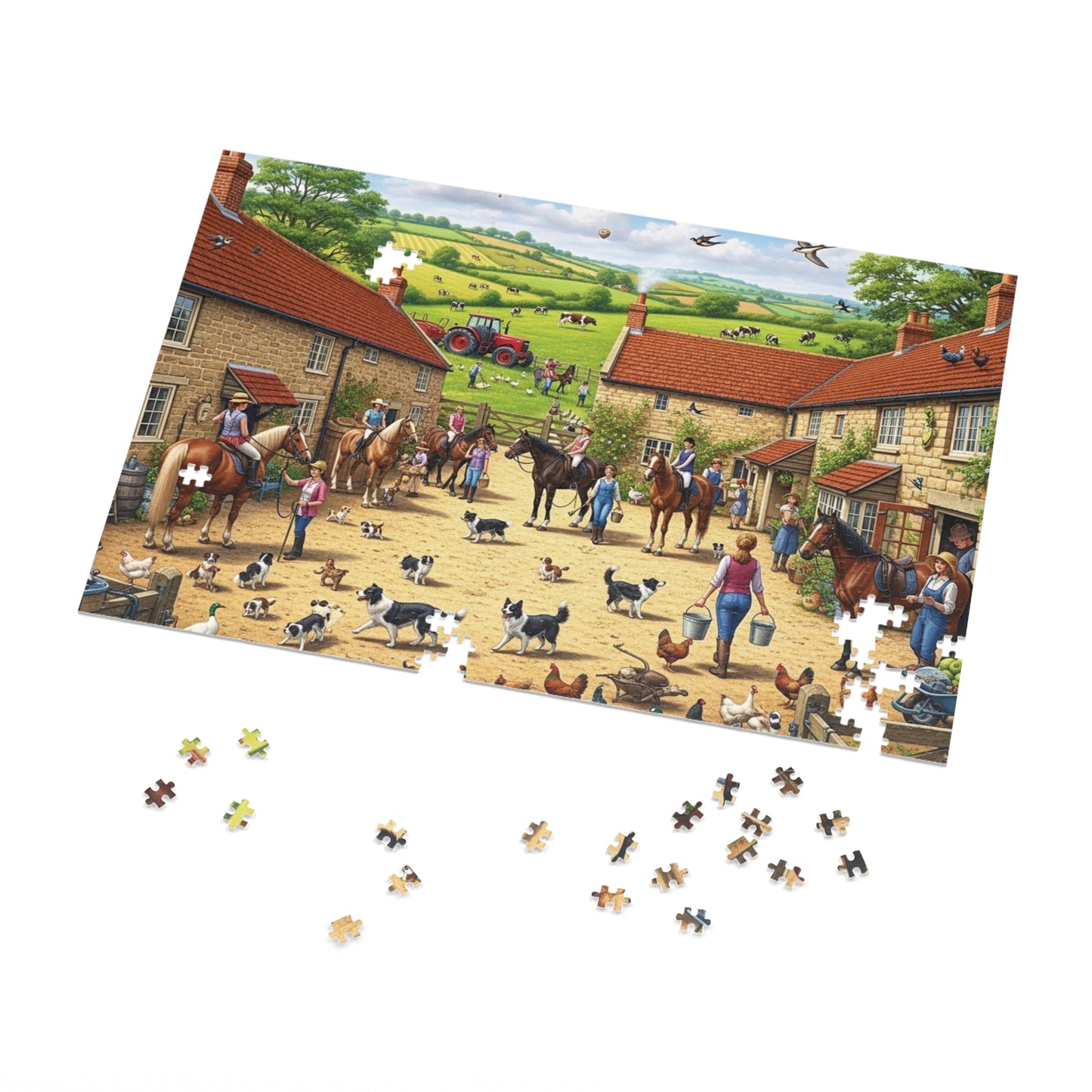 Farmyard Countryside Jigsaw Puzzle Horses Dogs and Rural Life