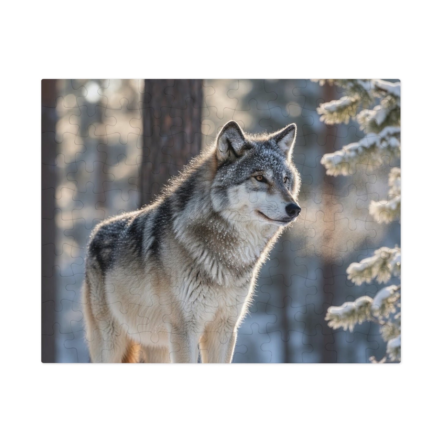 Gray Wolf Winter Jigsaw Puzzle Snowy Forest Wildlife Nature