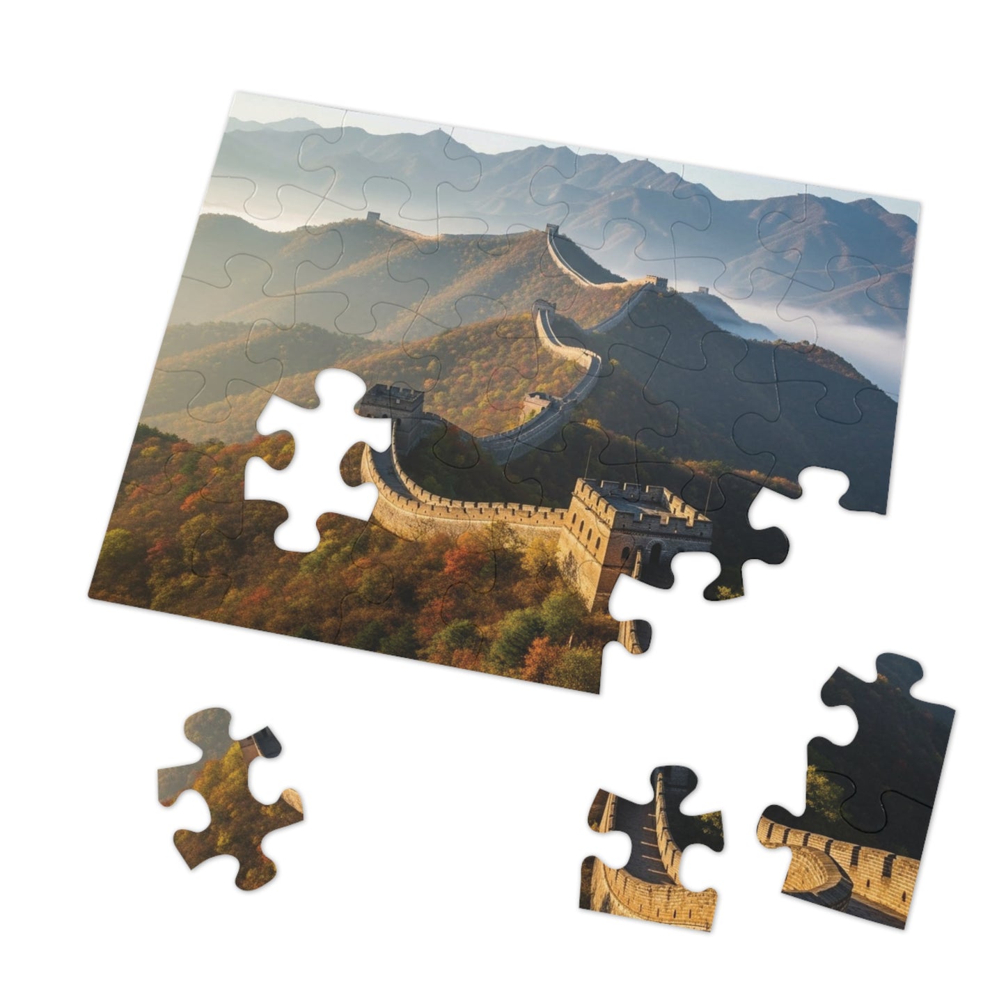 Great Wall of China Autumn Jigsaw Puzzle 🏯 Winding Stone Fortress, Mountain Ridges & Historic Wonder