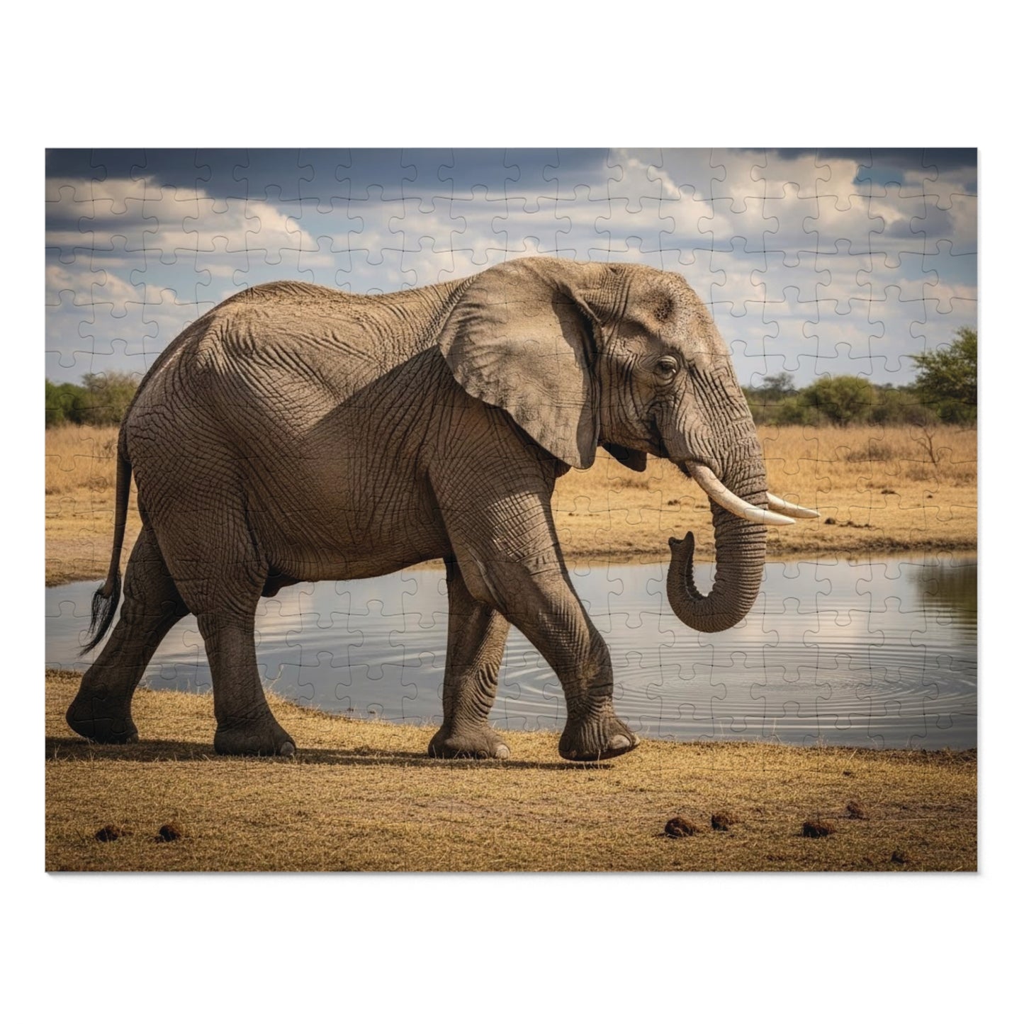 African Elephant at Waterhole Jigsaw Puzzle