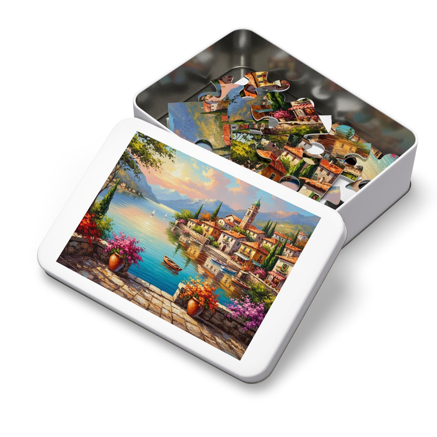 Mediterranean Lakeside Village Jigsaw Puzzle