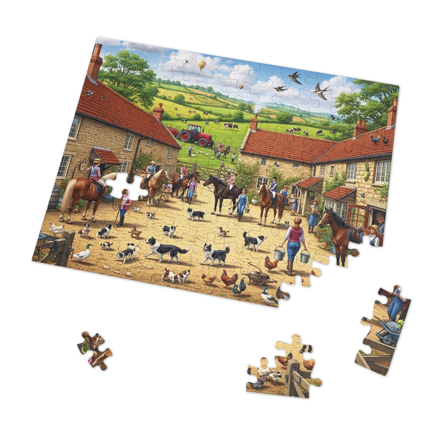 Farmyard Countryside Jigsaw Puzzle Horses Dogs and Rural Life
