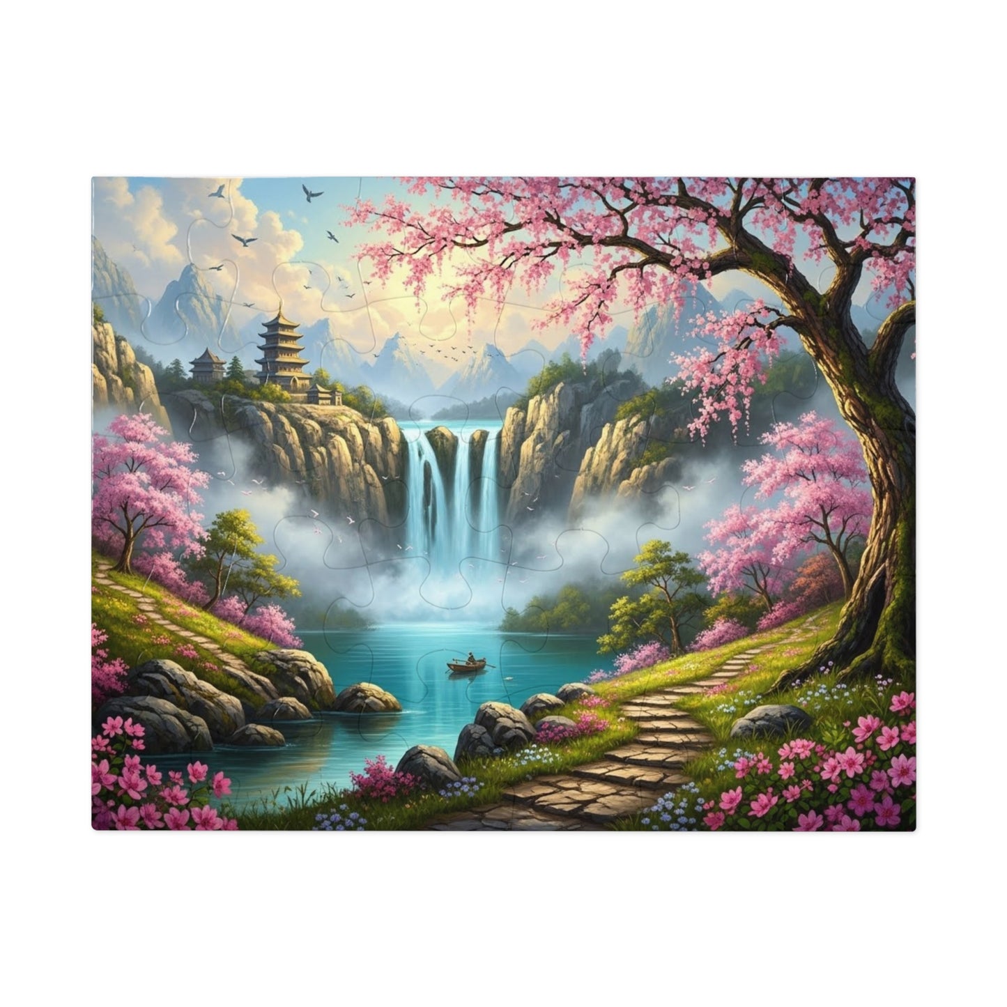 Cherry Blossom Waterfall Jigsaw Puzzle