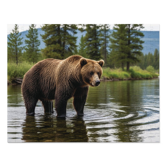 Brown Bear River Jigsaw Puzzle Majestic Wilderness Wildlife Nature Art