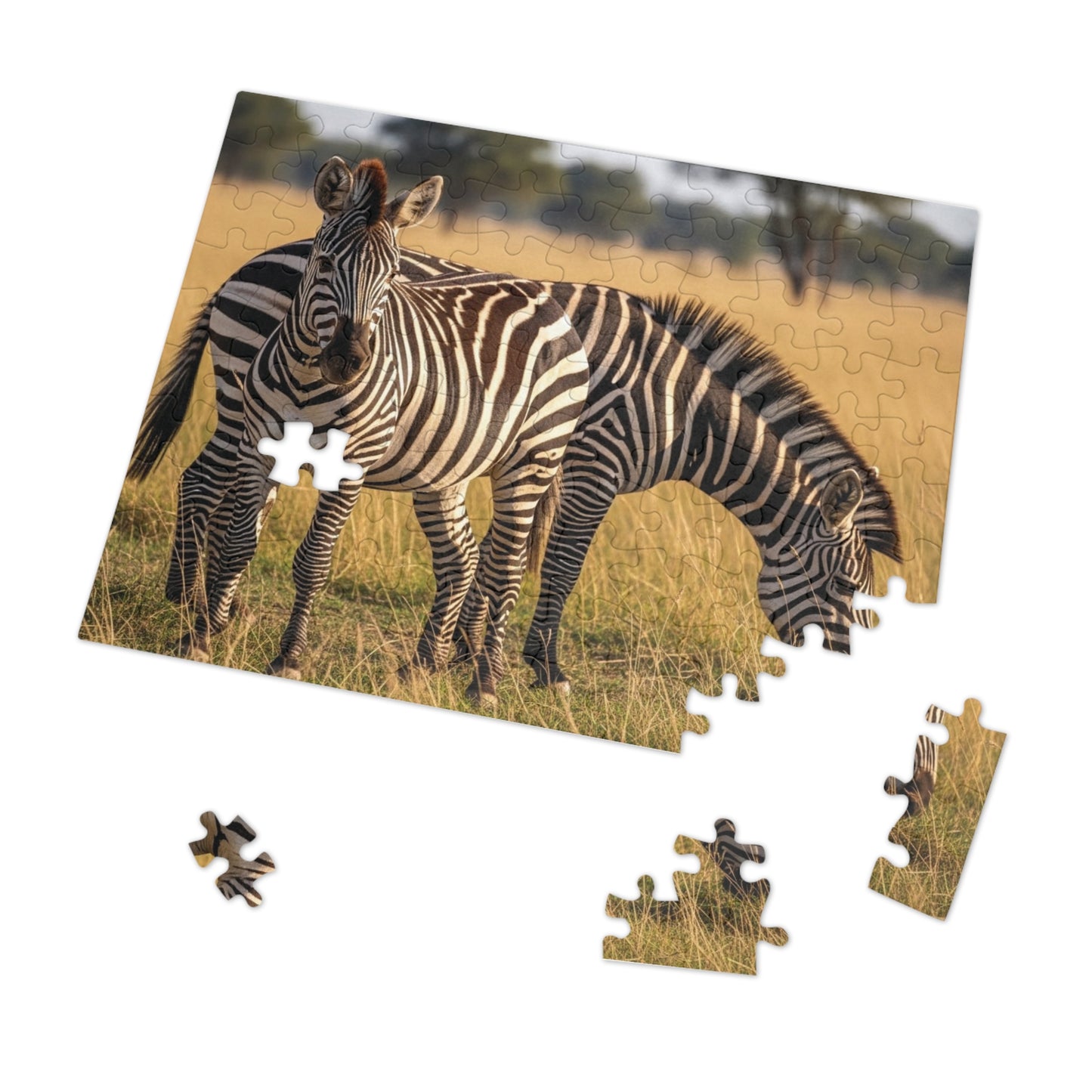 Zebra Savannah Jigsaw Puzzle African Wildlife Nature Grassland Art