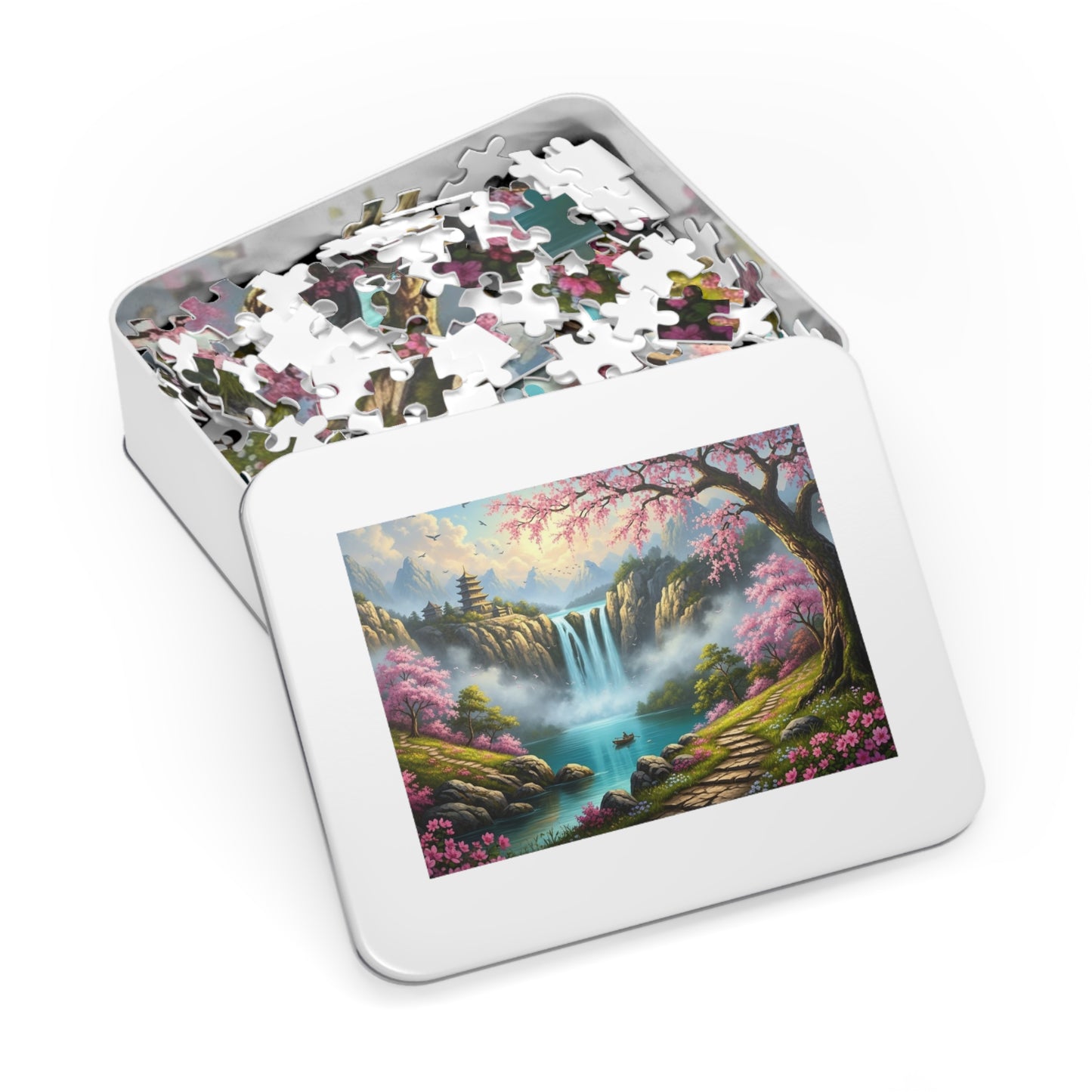 Cherry Blossom Waterfall Jigsaw Puzzle