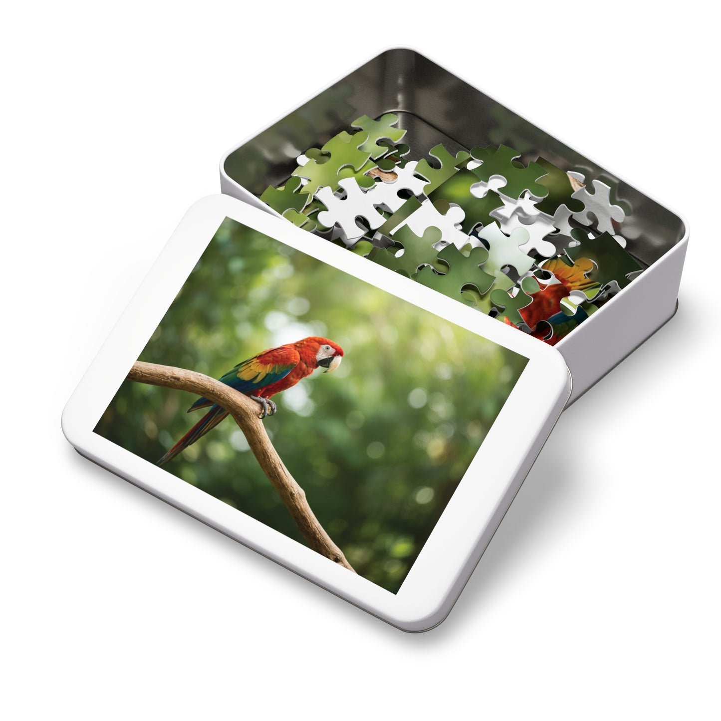 30, 110, 252, 500 pcs Vibrant Parrot on Tree Branch Jigsaw Puzzle, Exotic Bird Jigsaw, Tropical Parrot Puzzle, Rainforest Bird Jigsaw Puzzle, Wildlife Parrot Puzzle