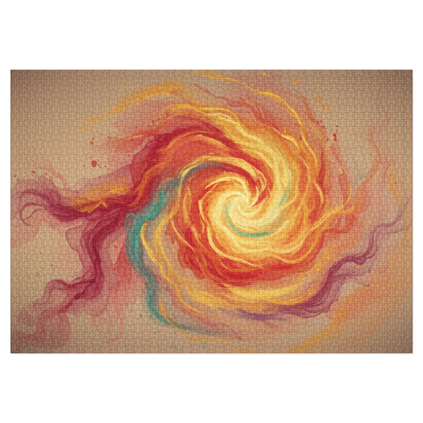 110, 252, 500, 1000, 2000 Colorful Spiral Jigsaw Puzzle, Radiant Fire Spiral, Abstract Energy Wall Art Puzzle, Whirl of Flame, Cosmic Flame Twist, Sunburst Swirl, Golden Energy Flow