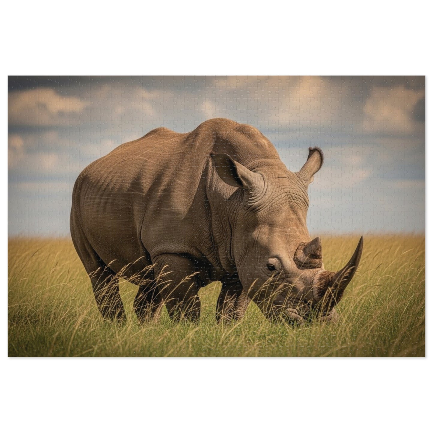 Rhinoceros Savannah Jigsaw Puzzle Majestic African Wildlife Nature Art