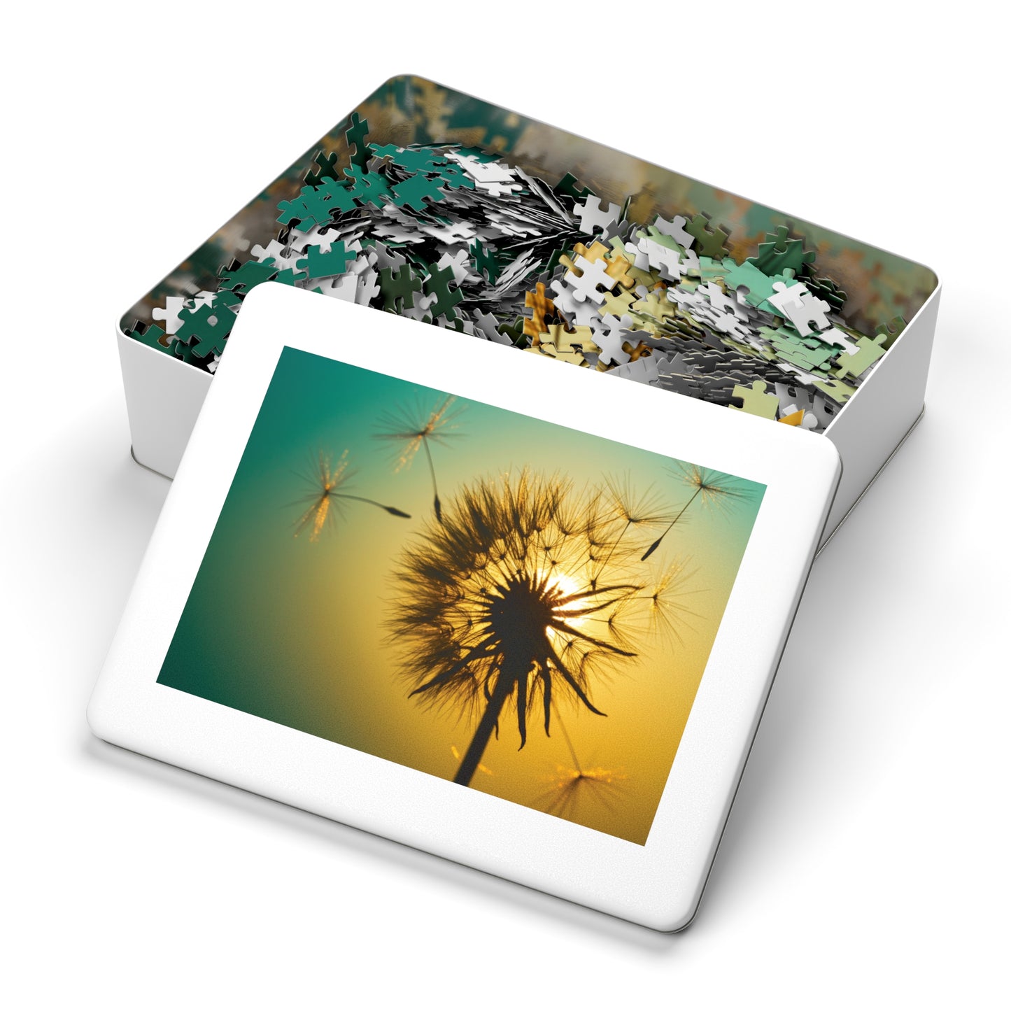 110, 252, 500, 1000, 2000 jigsaw puzzle | Golden Dandelion Glow Puzzle – Serene Nature Jigsaw | Peaceful Sunset Art