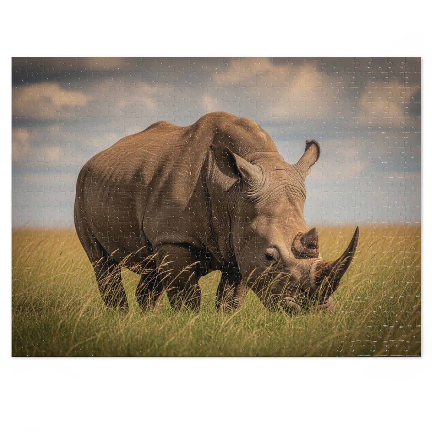 Rhinoceros Savannah Jigsaw Puzzle Majestic African Wildlife Nature Art