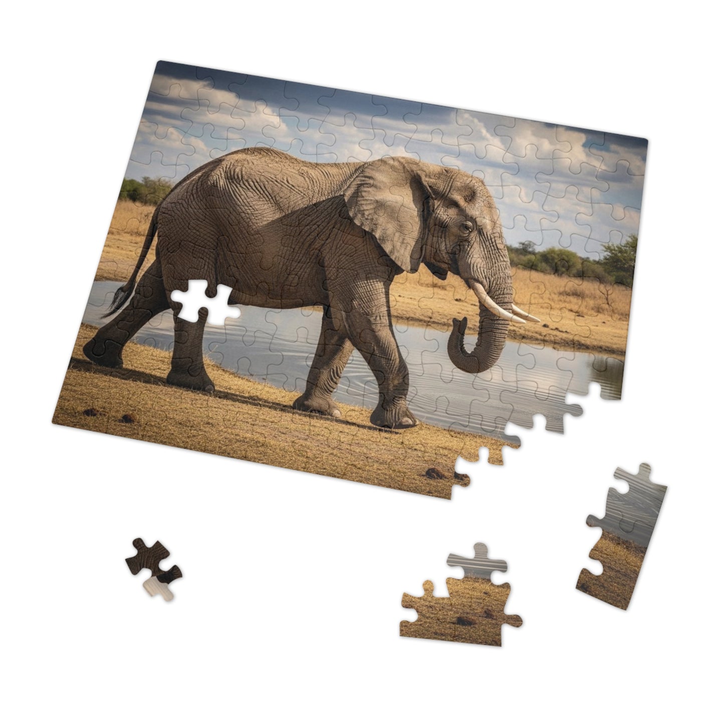 African Elephant at Waterhole Jigsaw Puzzle