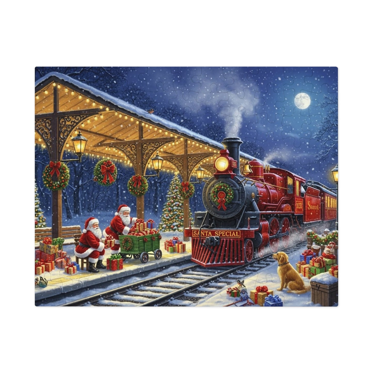 Santa Special Christmas Train Jigsaw Puzzle Magical Winter Night Scene
