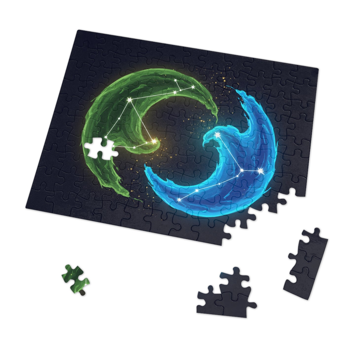 30, 110, 252, 500 pcs Cosmic Energy Flow Jigsaw Puzzle, Celestial Constellation Puzzle, Yin Yang Elements Puzzle, Constellations within Energy Waves