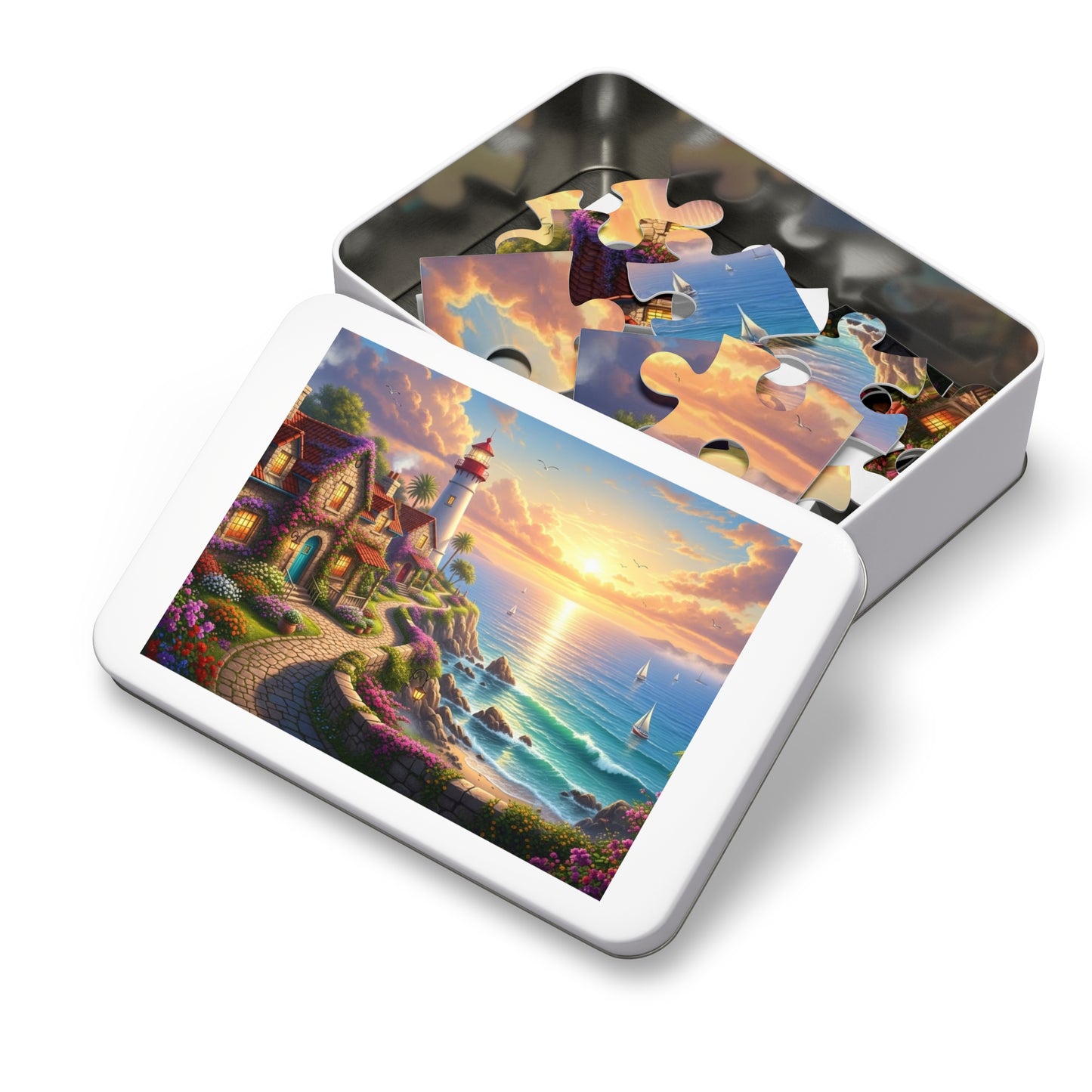 Coastal Lighthouse Sunset Jigsaw Puzzle