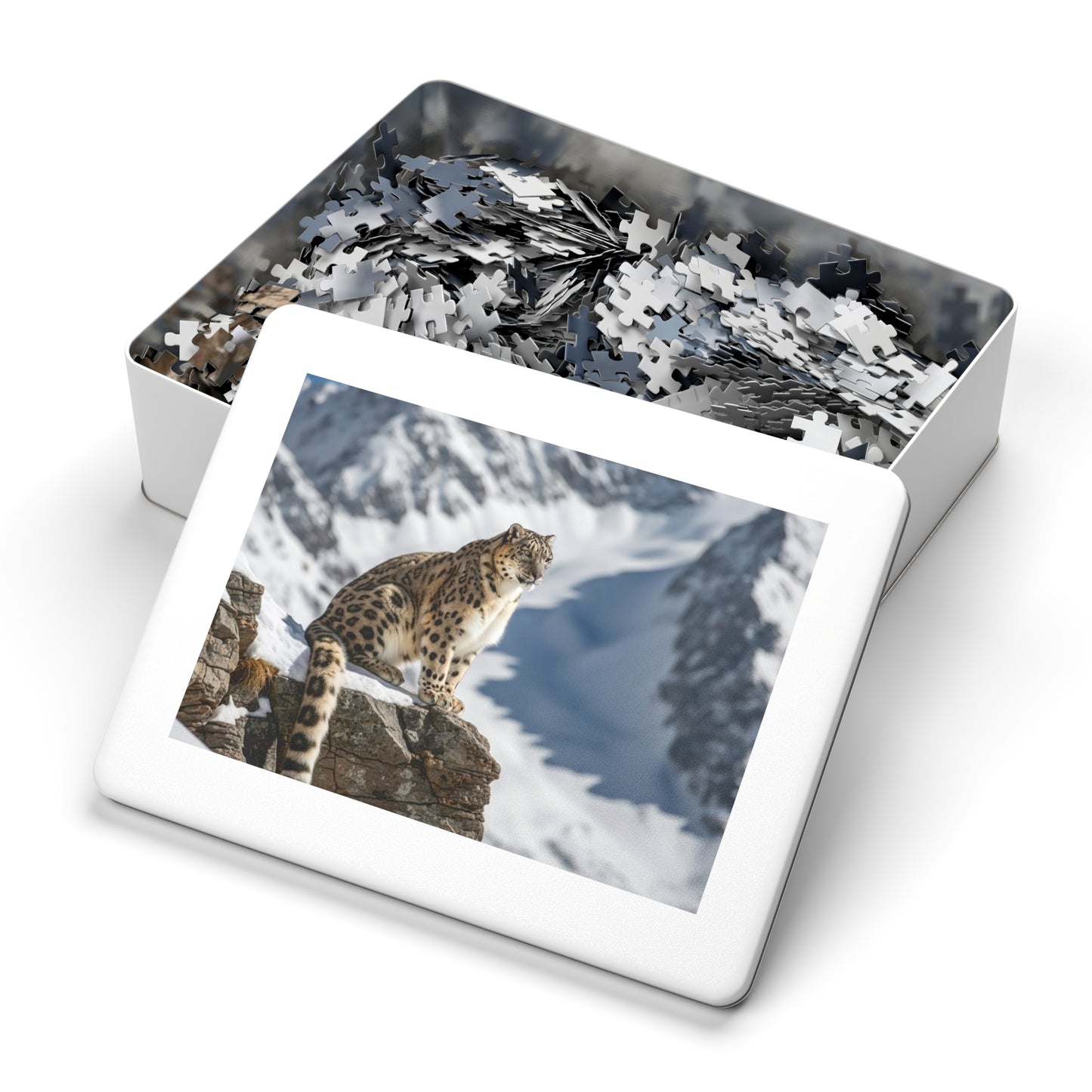 Snow Leopard Mountain Jigsaw Puzzle Majestic Alpine Wildlife Nature Art