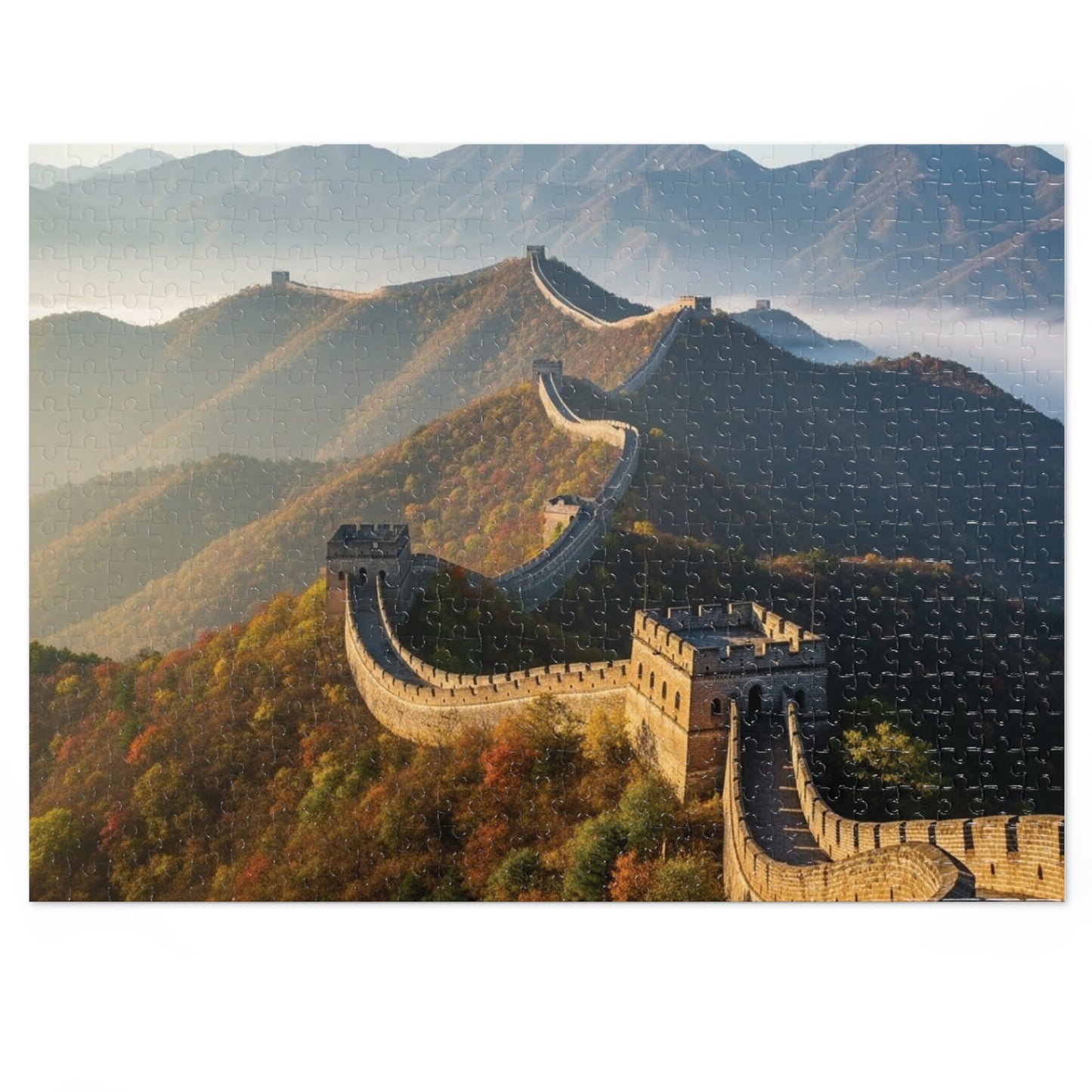 Great Wall of China Autumn Jigsaw Puzzle 🏯 Winding Stone Fortress, Mountain Ridges & Historic Wonder