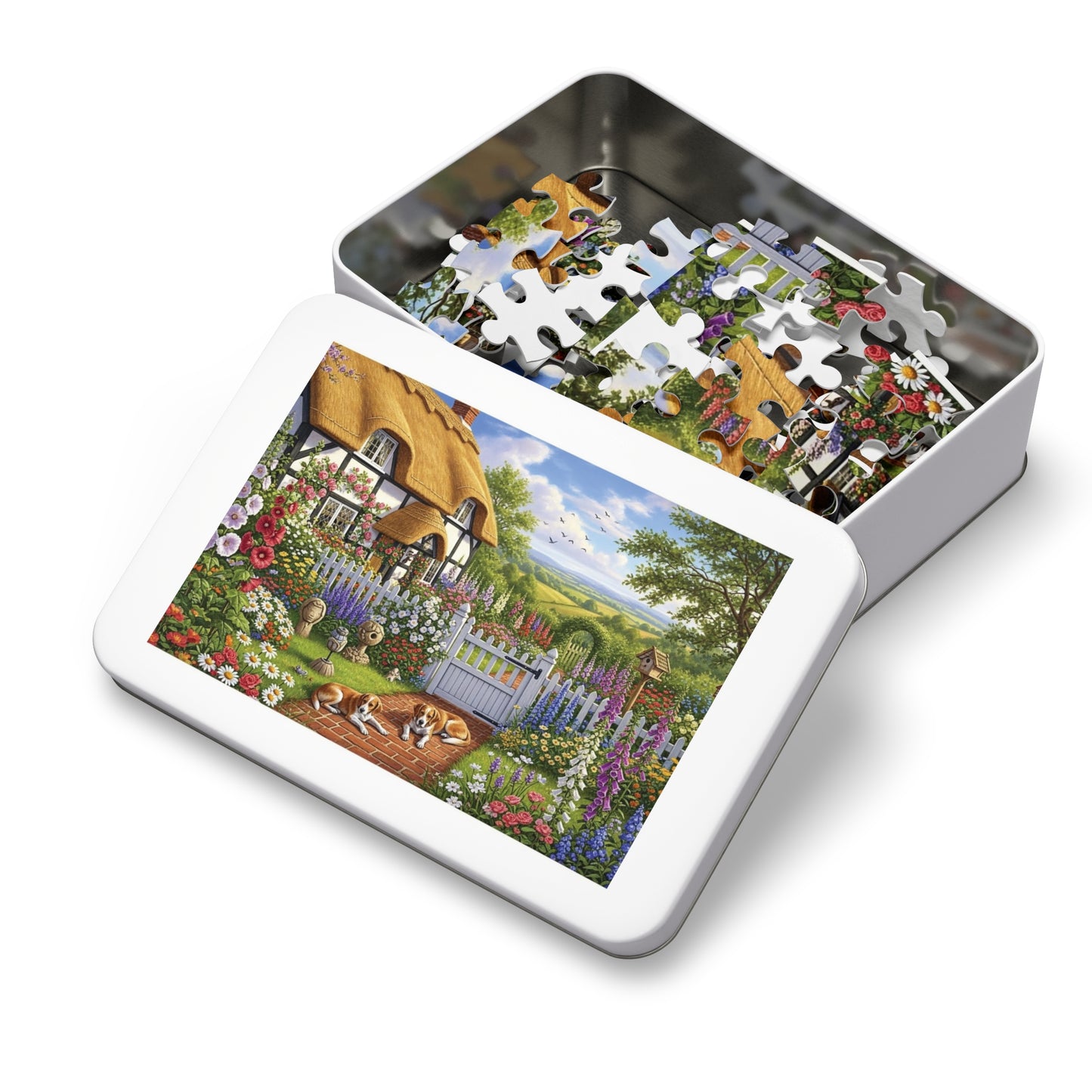 Cozy Cottage Garden Scene Jigsaw Puzzle English Country Home