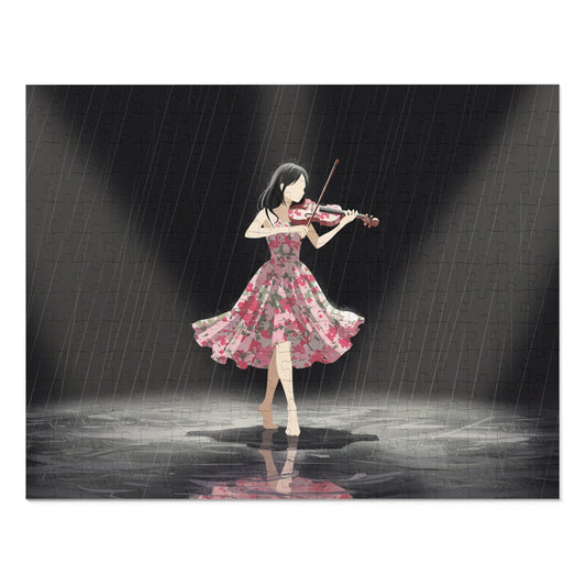 30, 110, 252 pcs Violinist in the Rain Jigsaw Puzzle, Barefoot Violin Player, Artistic Violin Puzzle