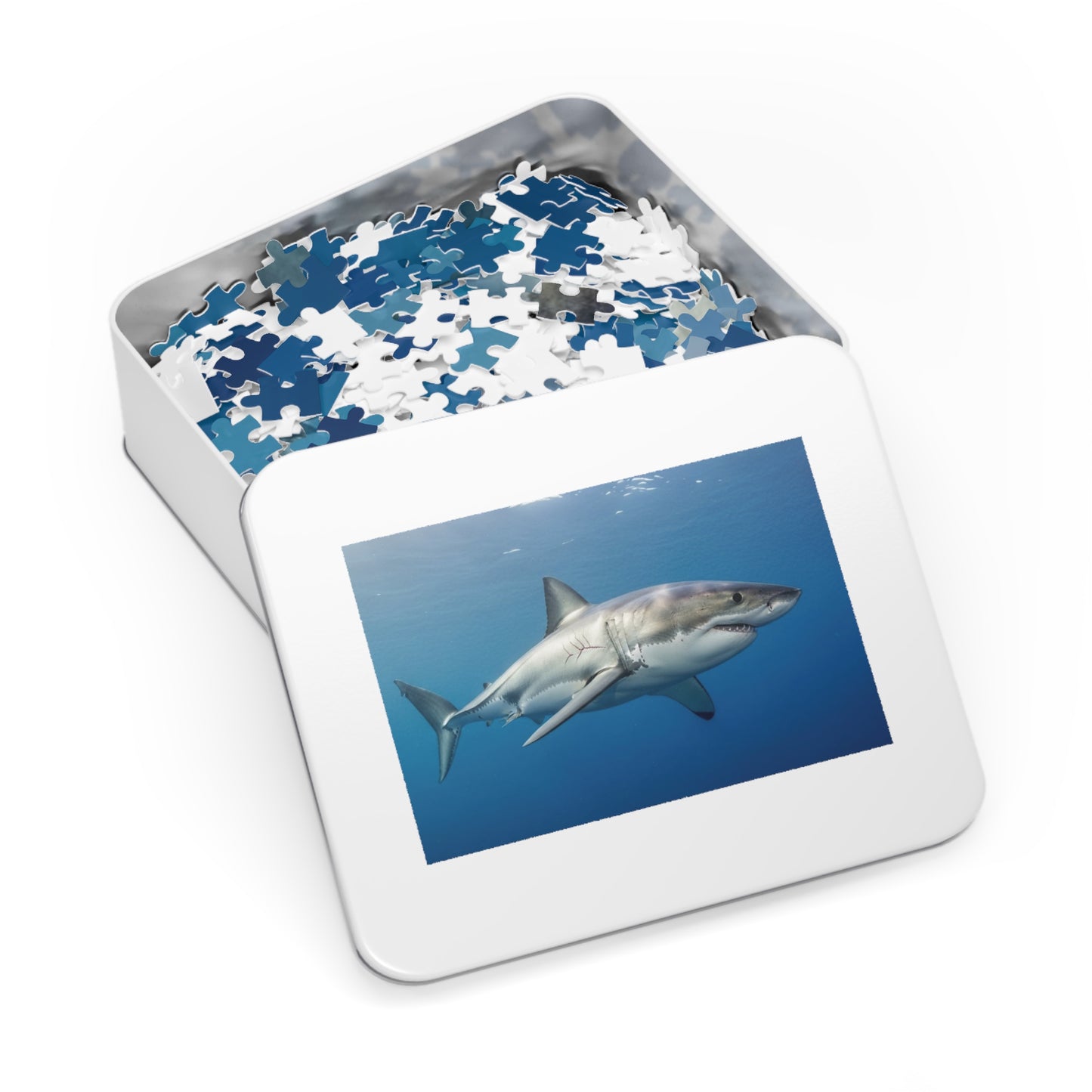 Great White Shark Jigsaw Puzzle — 500-Piece Ocean Puzzle with Tin Gift Box